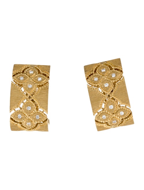 Roberto Coin 18KT Diamond Satin Finish Princess Flower Convertible Earrings