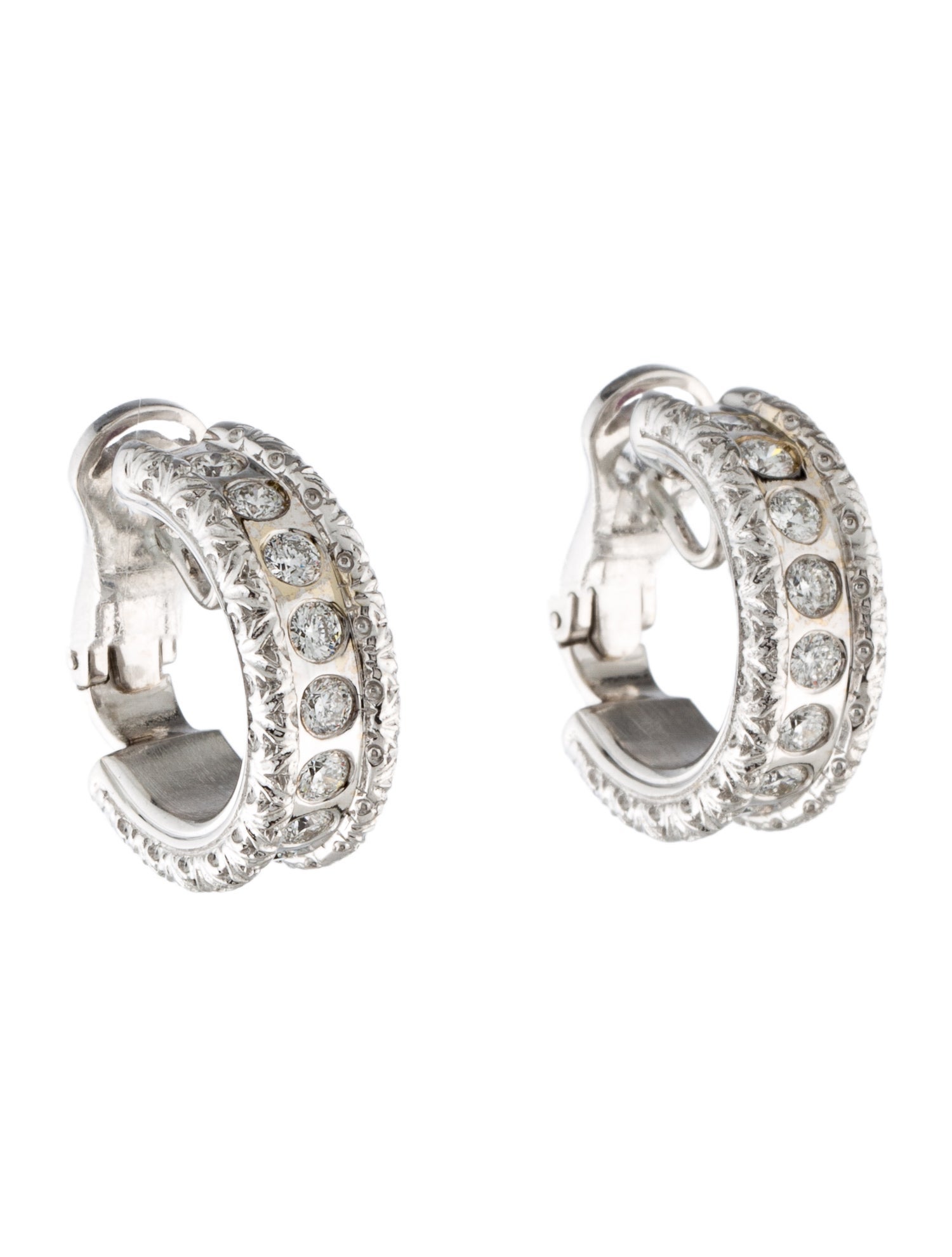 Roberto Coin 18K 1.33ctw Cento Hoop Earrings