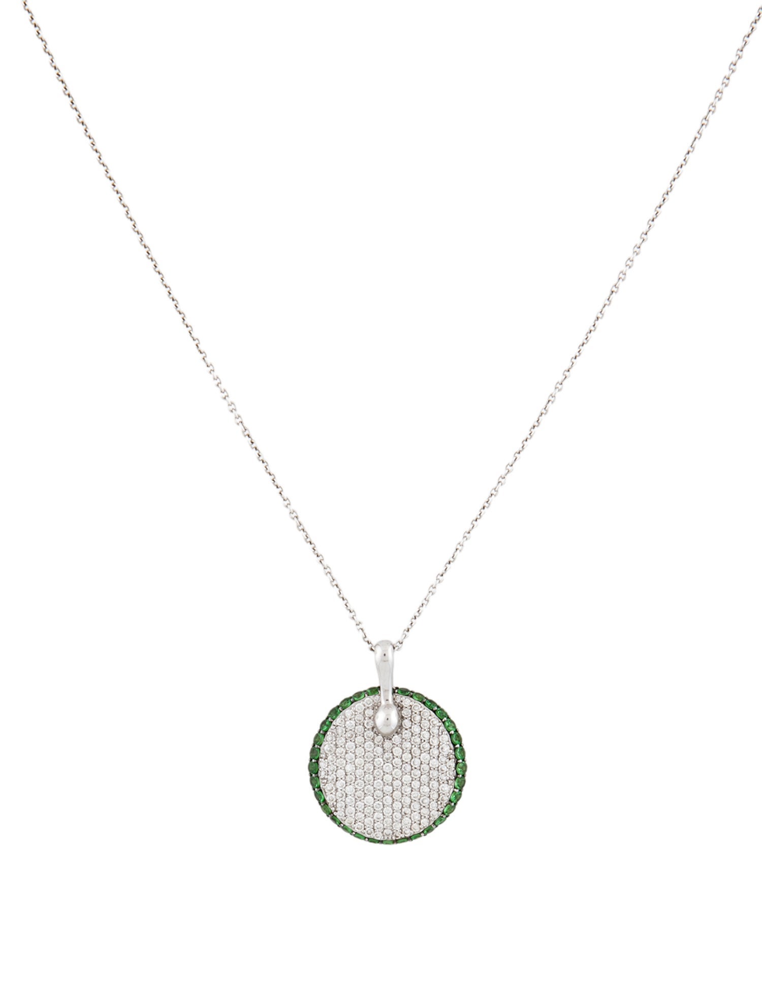 Roberto Coin 18K Tsavorite Garnet & Diamond Disc Pendant Necklace
