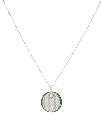 Roberto Coin 18K Tsavorite Garnet & Diamond Disc Pendant Necklace