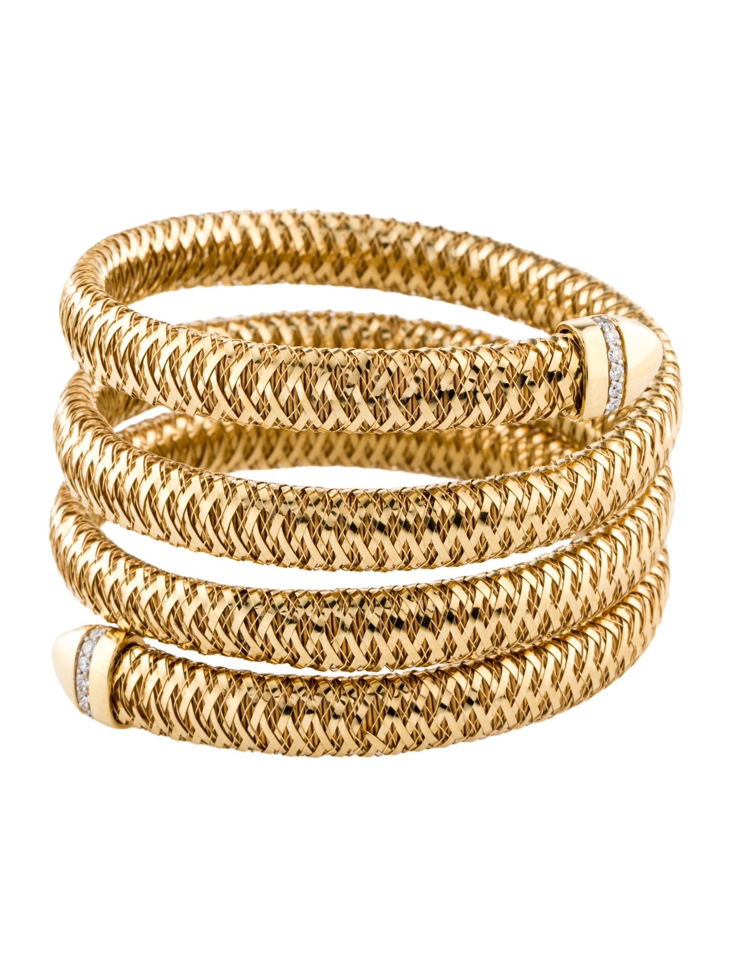 Roberto Coin 18K Diamond Primavera Four Coil Cuff Bracelet
