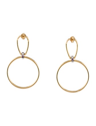 Roberto Coin 18K Diamond Open Stirrup & Circle Drop Earrings