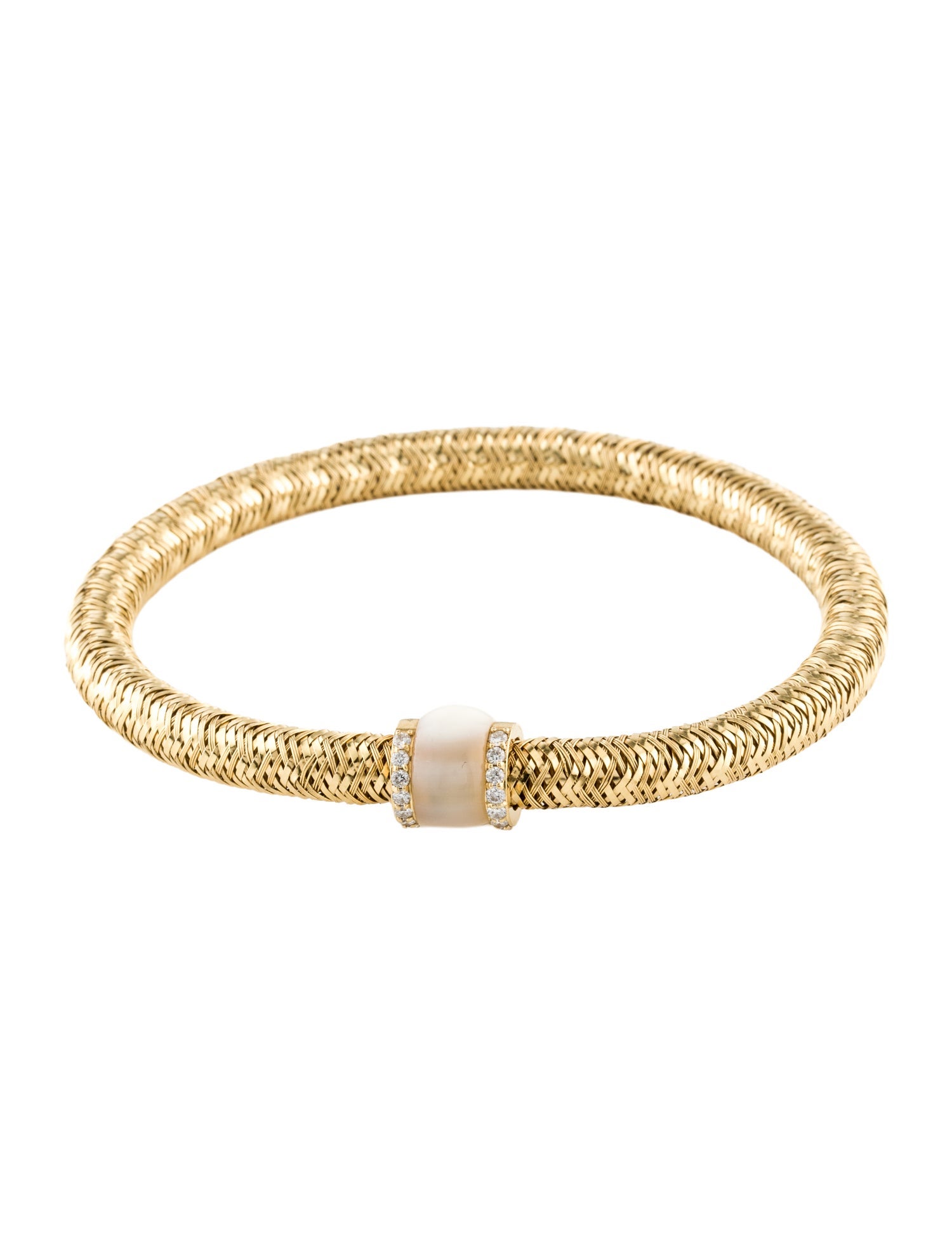 Roberto Coin Mother of Pearl & Diamond Primavera Stretch Bracelet