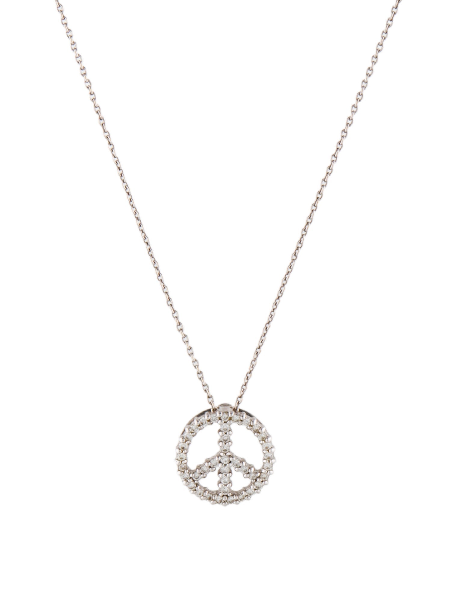 Roberto Coin 18K Diamond Peace Sign Pendant Necklace