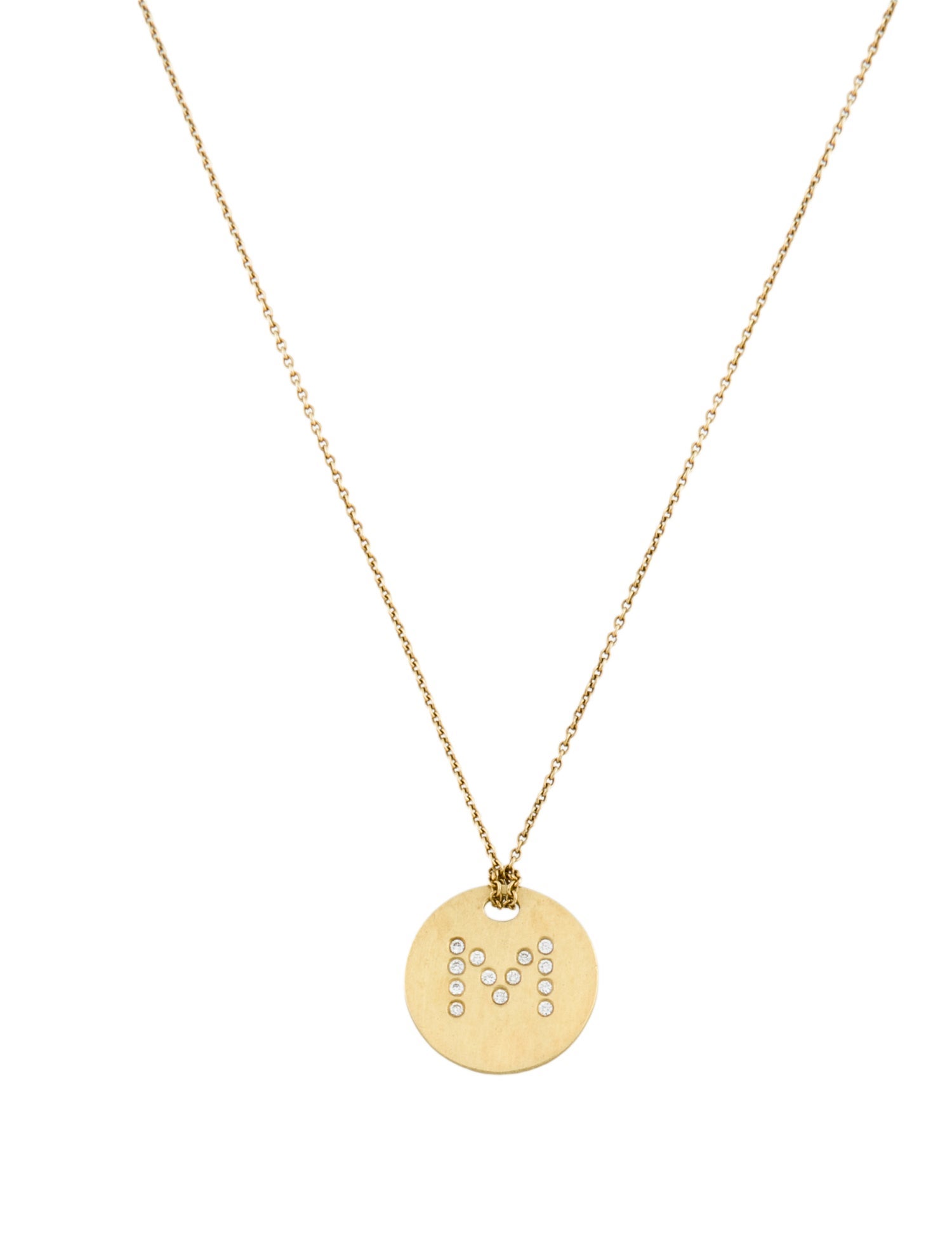 Roberto Coin 18K Diamond Letter 'M' Medallion Necklace