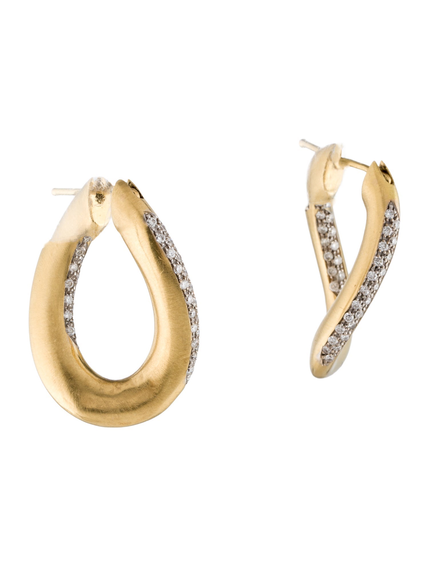 Roberto Coin 18K Diamond Diamond Wavy Hoop Earrings
