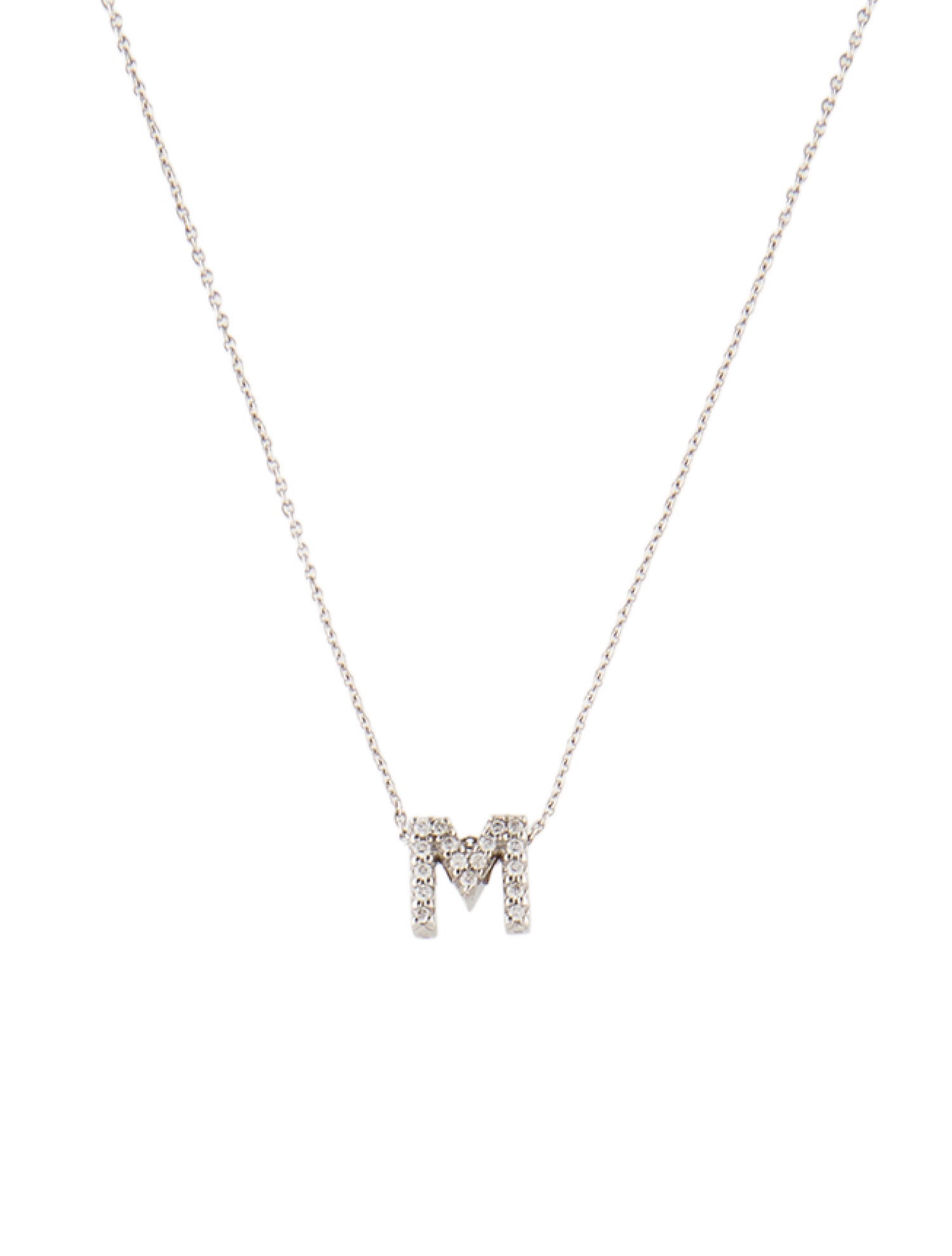Roberto Coin 18K Diamond Love Letter Initial 'M' Pendant Necklace