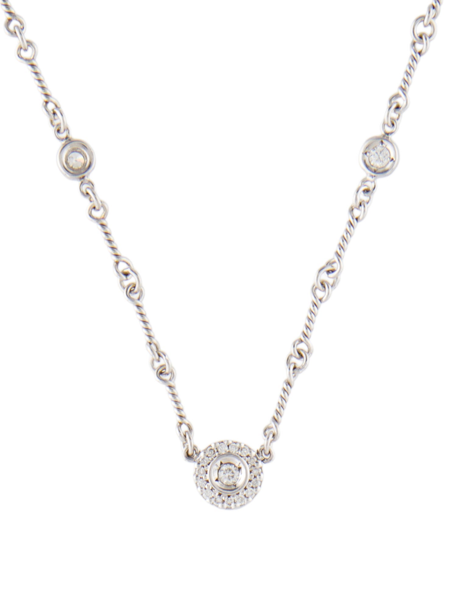 Roberto Coin 18K Diamond Double Sided Dogbone Chain Pendant Necklace