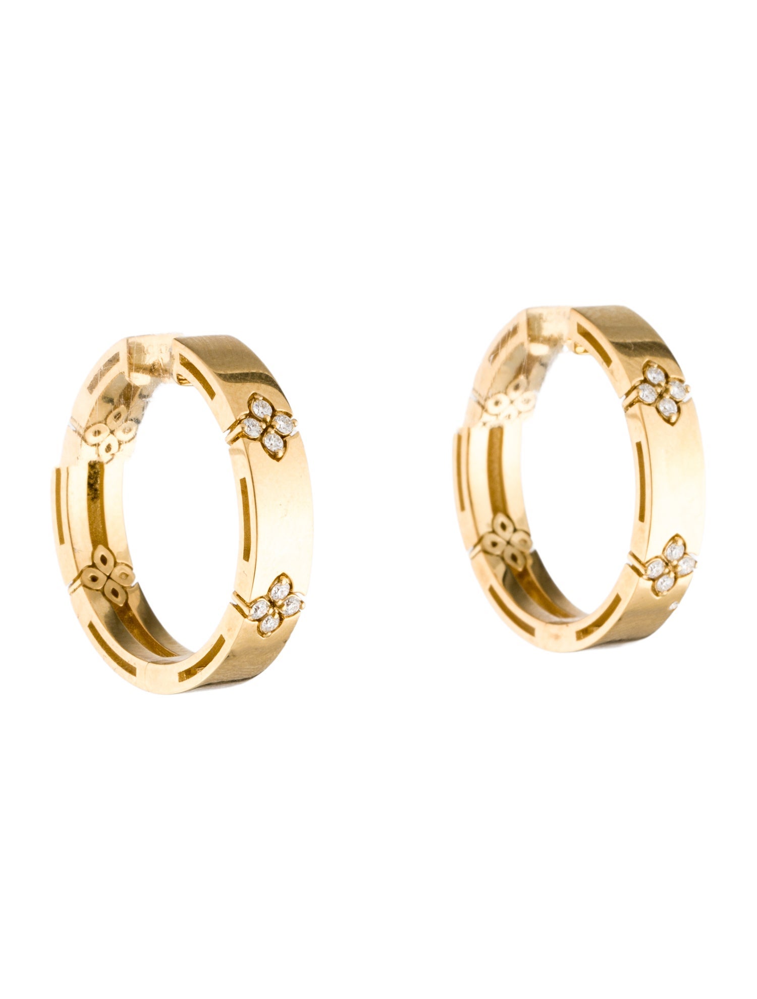 Roberto Coin 18K Diamond Love In Verona Flower Hoop Earrings