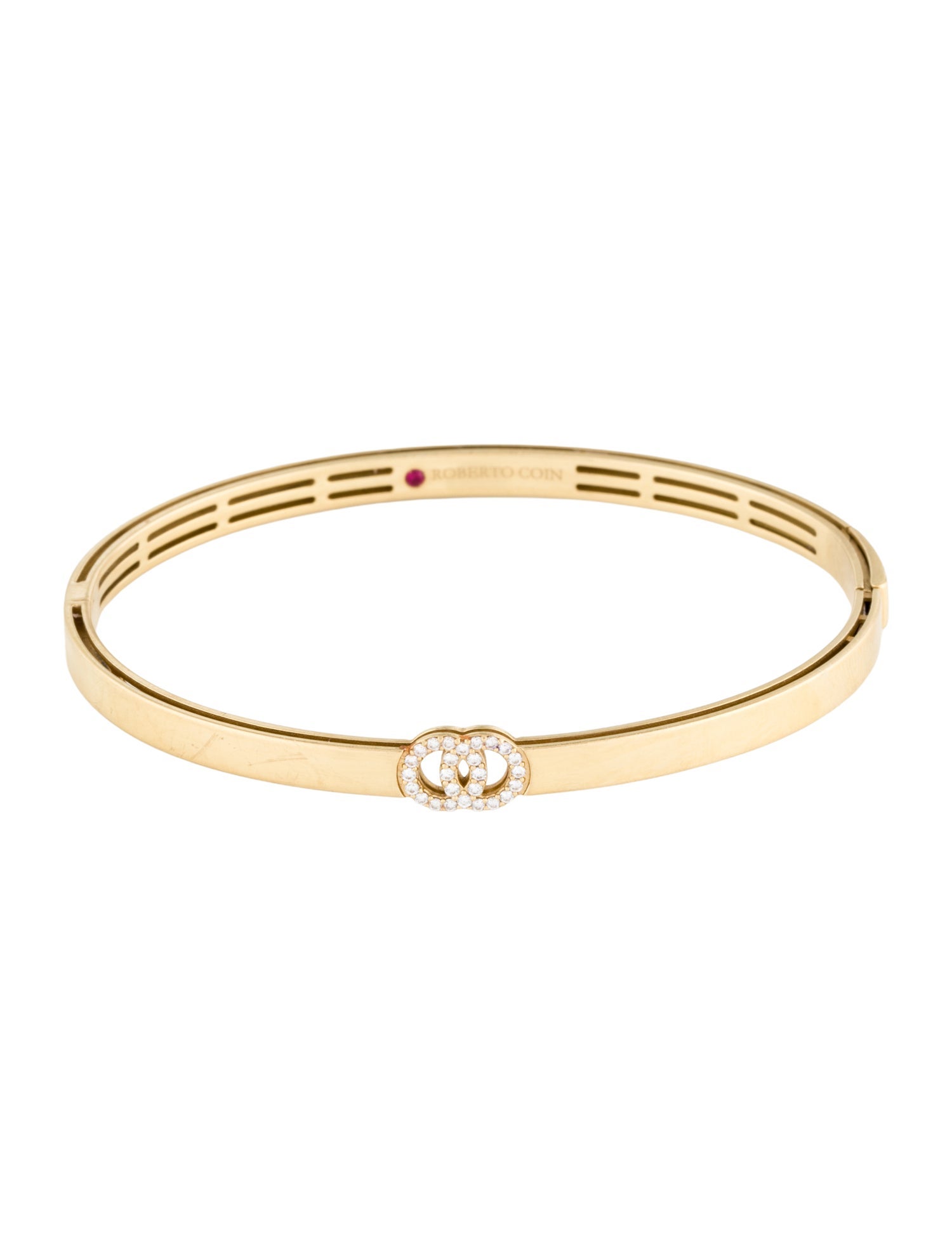 Roberto Coin 18K Diamond Double O Hinged Bangle Bracelet