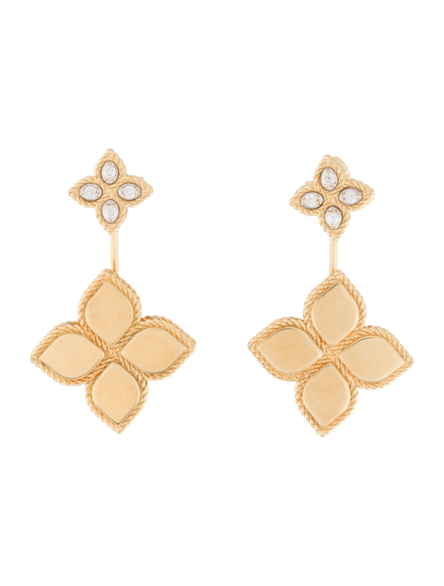 Roberto Coin 18K Diamond Princess Flower Drop Earrings