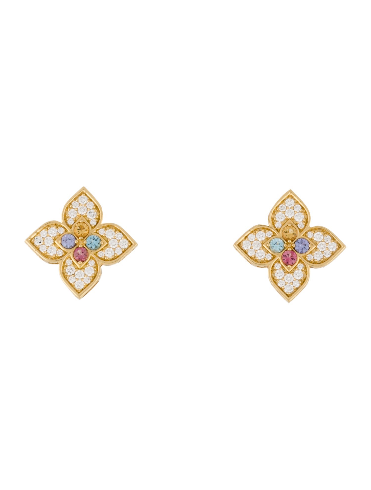 Roberto Coin 18K Diamond & Multistone Venetian Princess Carnival Stud Earrings
