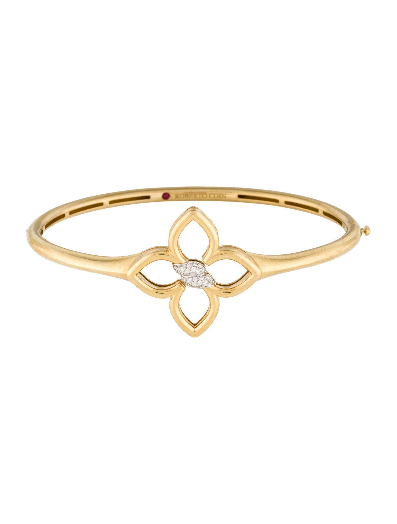 Roberto Coin 18K Diamond Cialoma Flower Bangle Bracelet