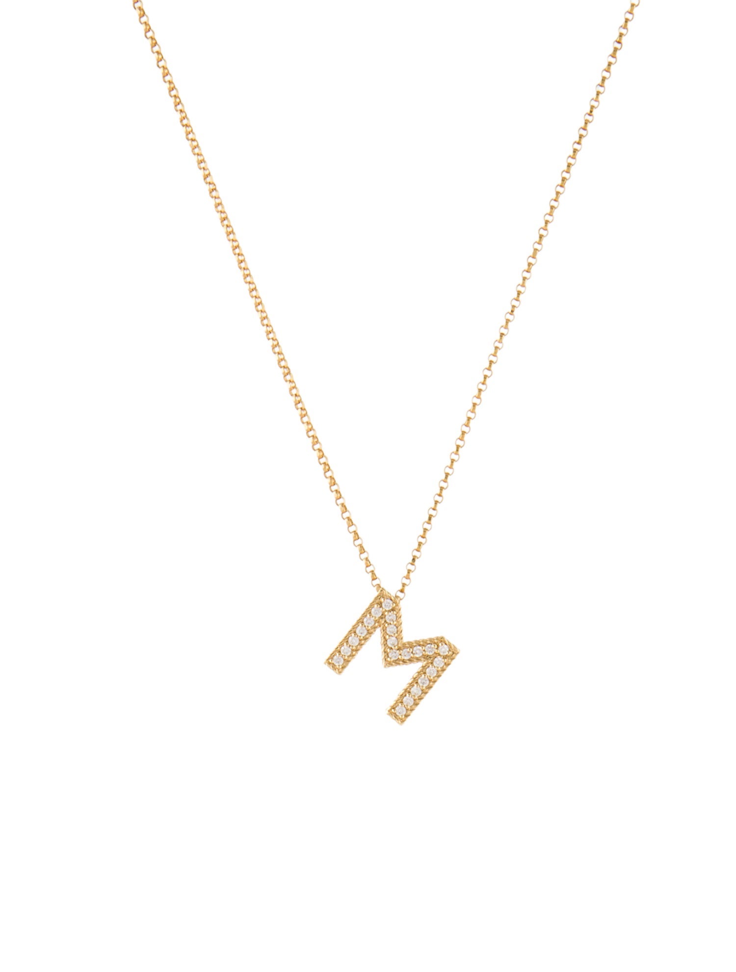 Roberto Coin 18K Diamond Love "M" Pendant Necklace