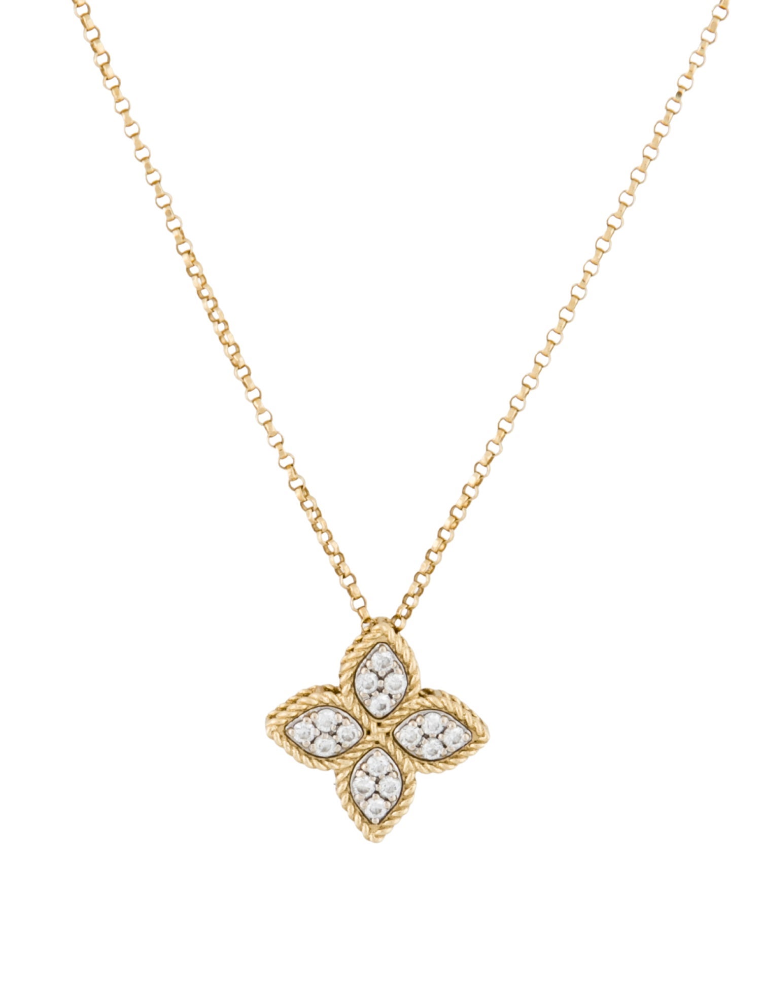 Roberto Coin 18K Diamond Princess Flower Pendant Necklace