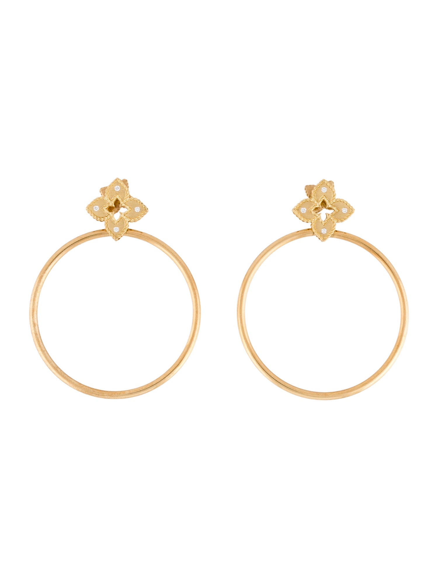 Roberto Coin 18K Diamond Petite Venetian Princess Flower Hoop Earrings