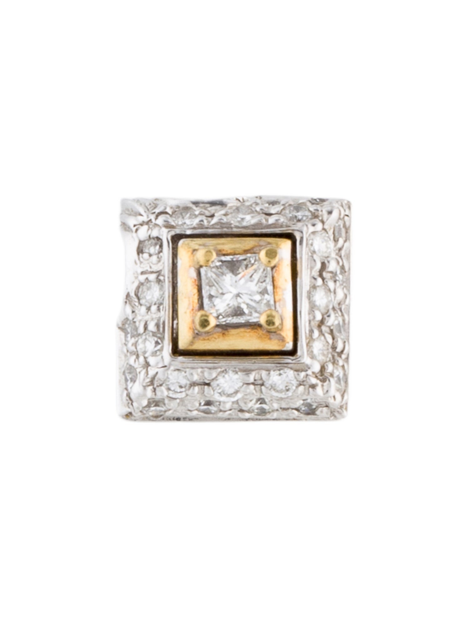 Roberto Coin Two-Tone Diamond Square Necklace Pendant