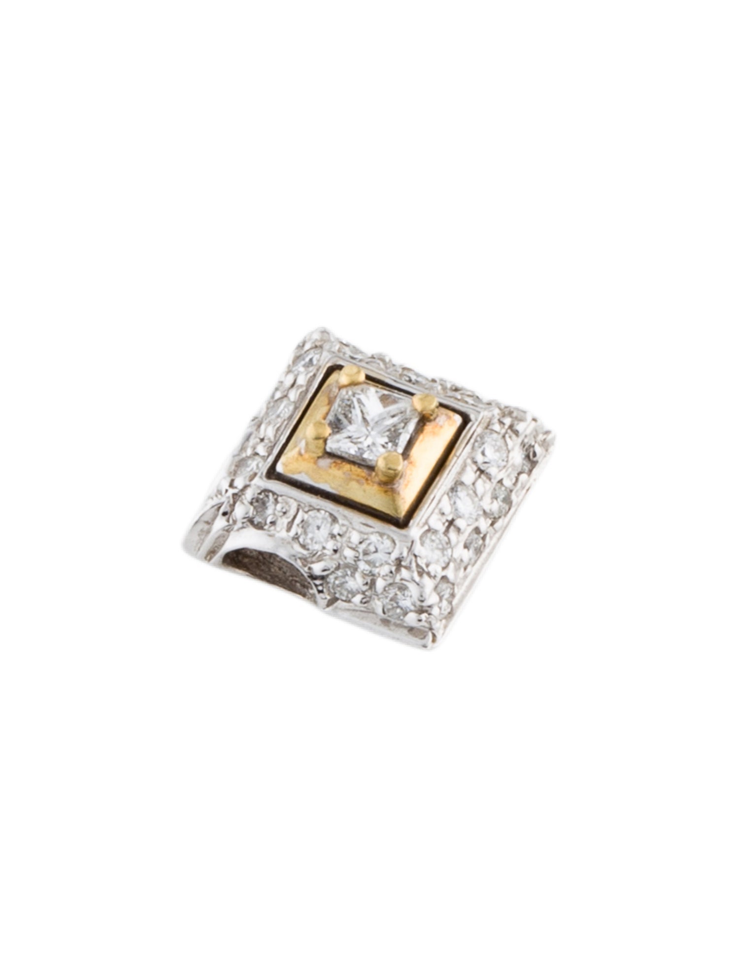 Roberto Coin Two-Tone Diamond Square Necklace Pendant