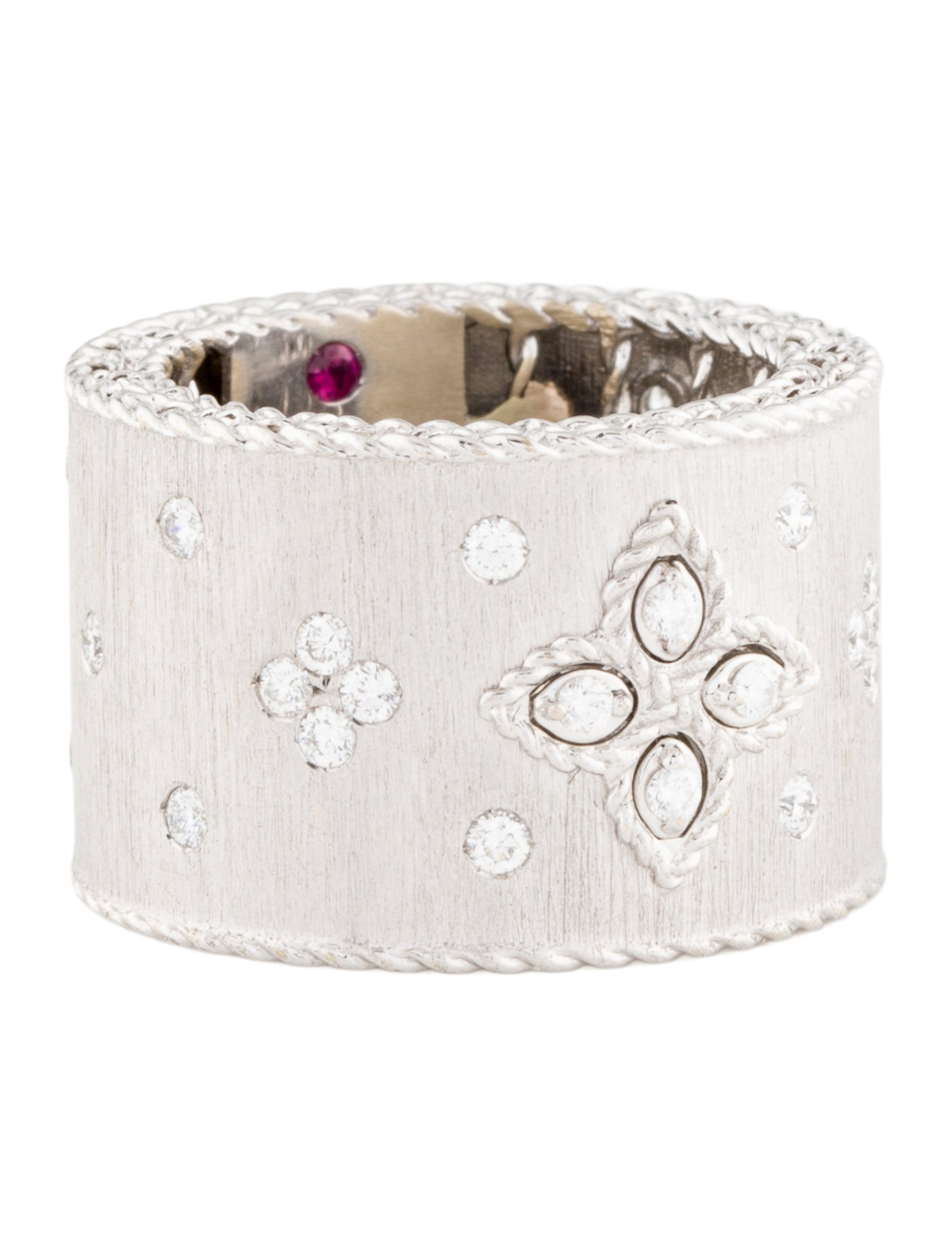 Roberto Coin 18K Diamond Satin Finish Princess Wide Band Ring