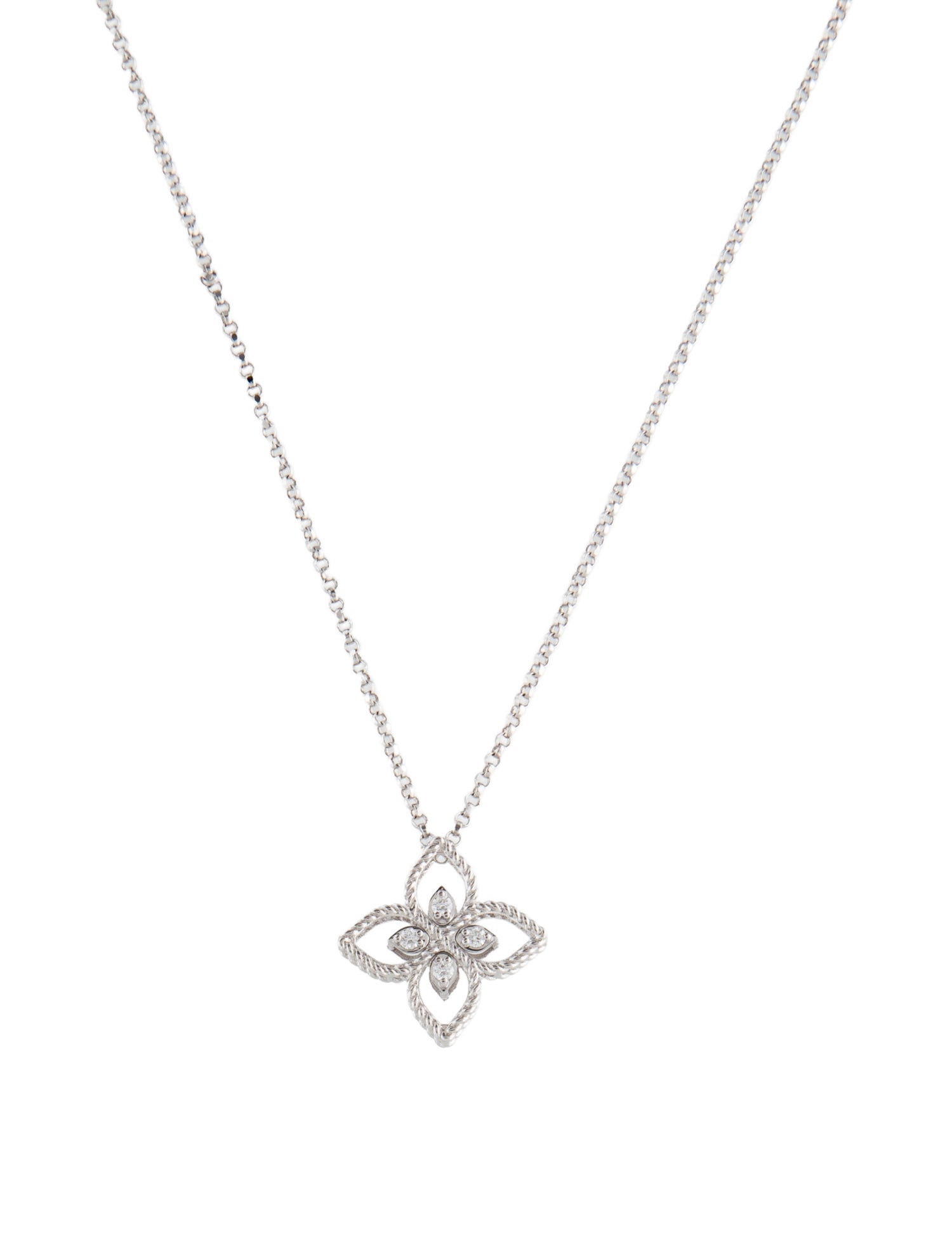 Roberto Coin 18K Diamond Princess Flower Pendant Necklace