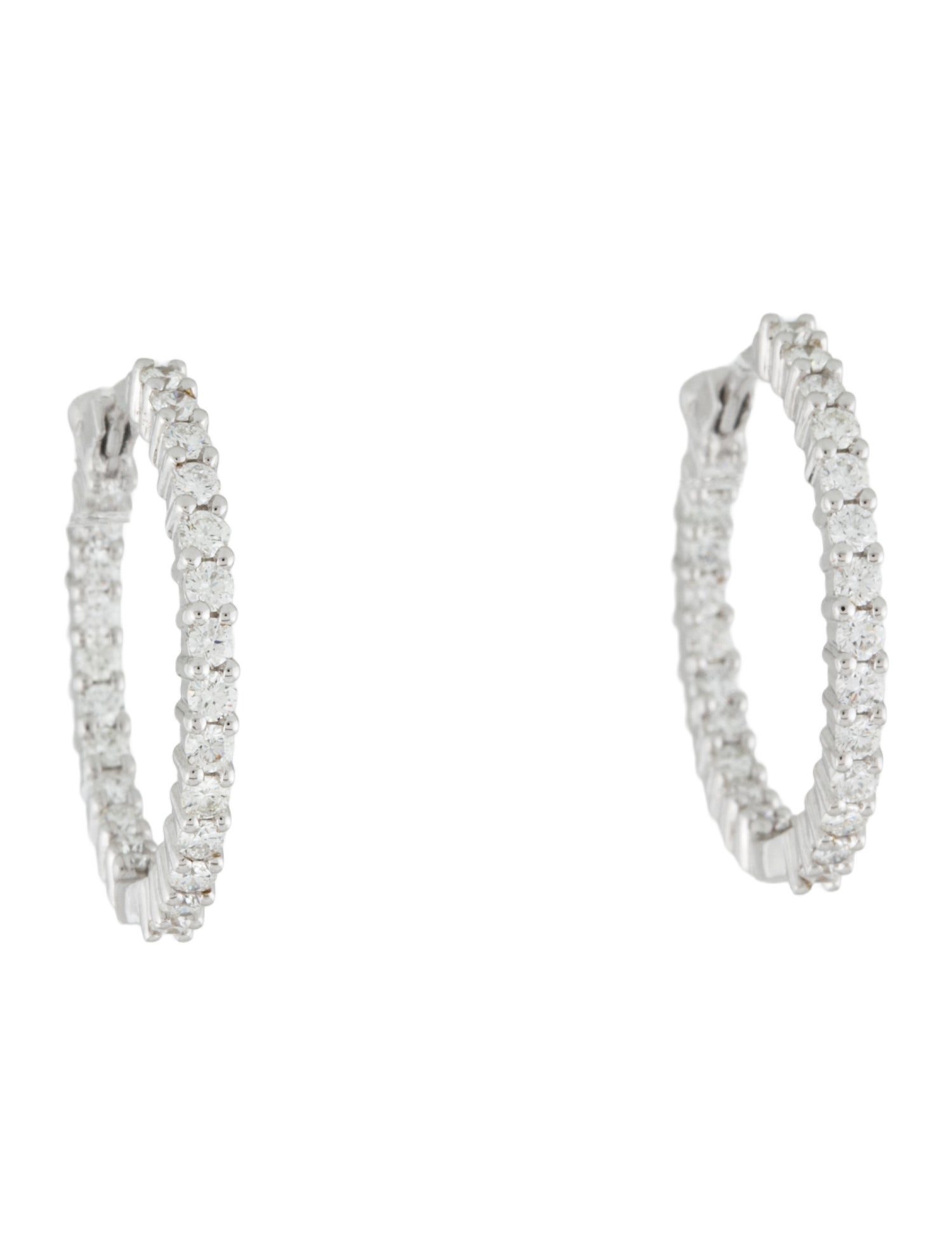 Roberto Coin 18K 1.53ctw The Perfect Diamond Hoop® Small Inside Outside Earrings