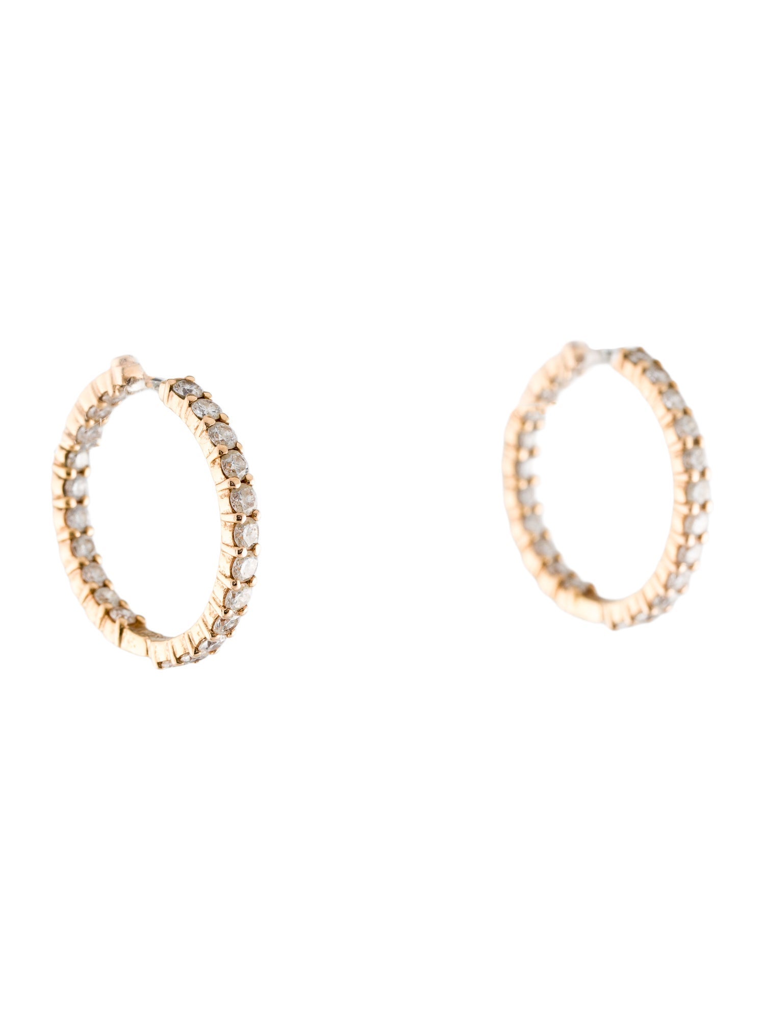 Roberto Coin 18K 3.43ctw Diamond Small Inside-Outside the Perfect Hoop Earrings