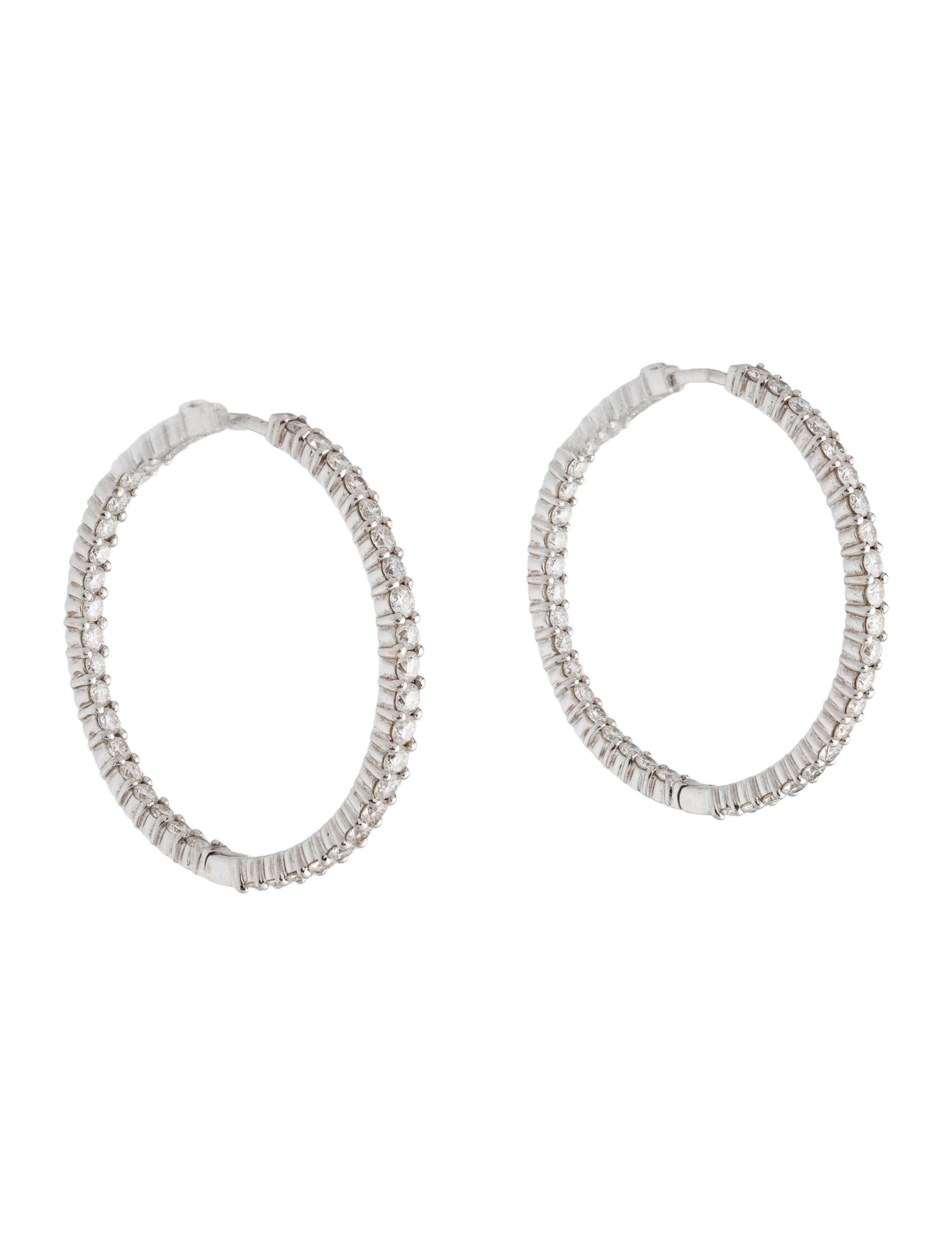 Roberto Coin 18K 3.42ctw Diamond Inside Outside Hoop Earrings