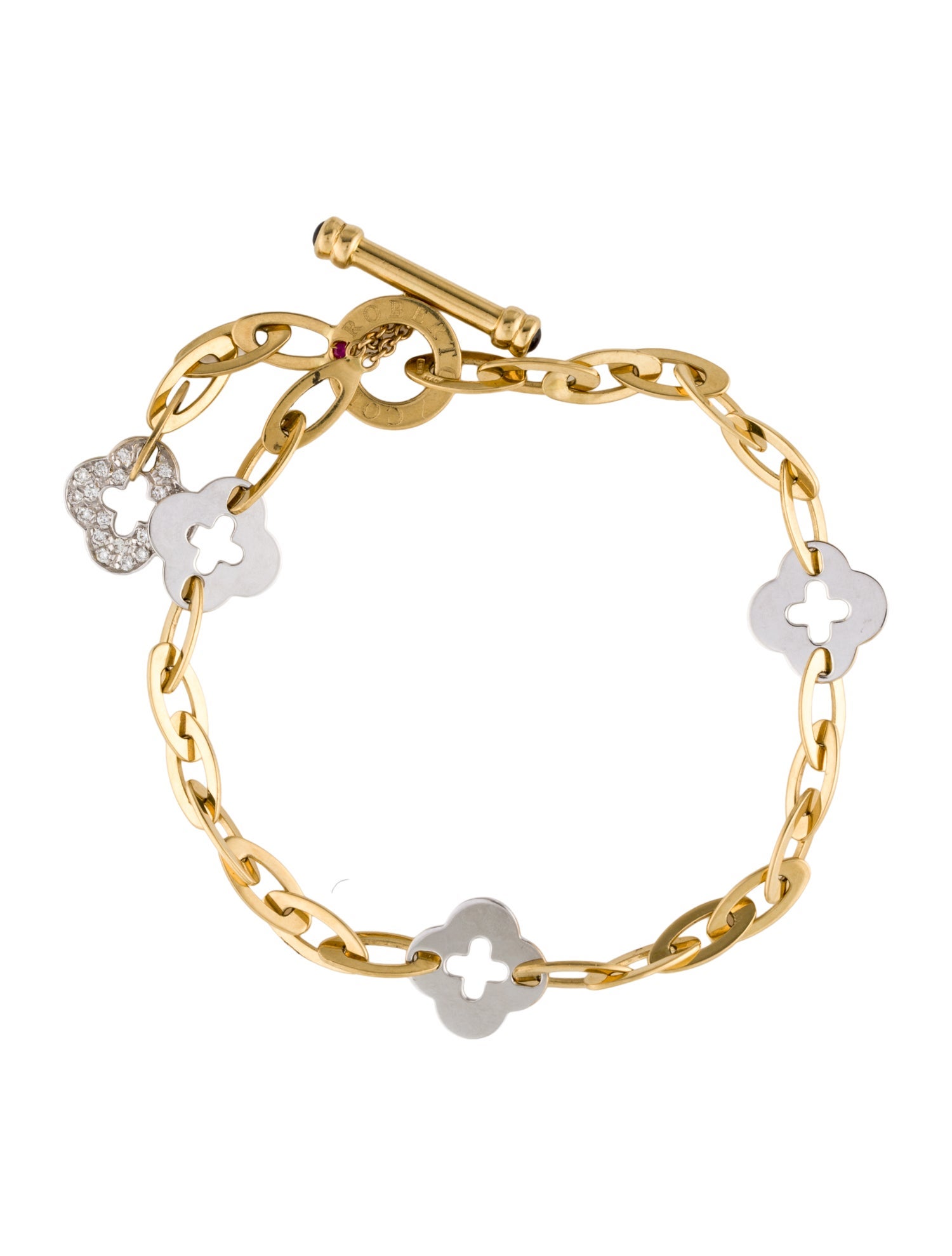 Roberto Coin 18K Diamond & Sapphire Clover Chic & Shine Link Bracelet