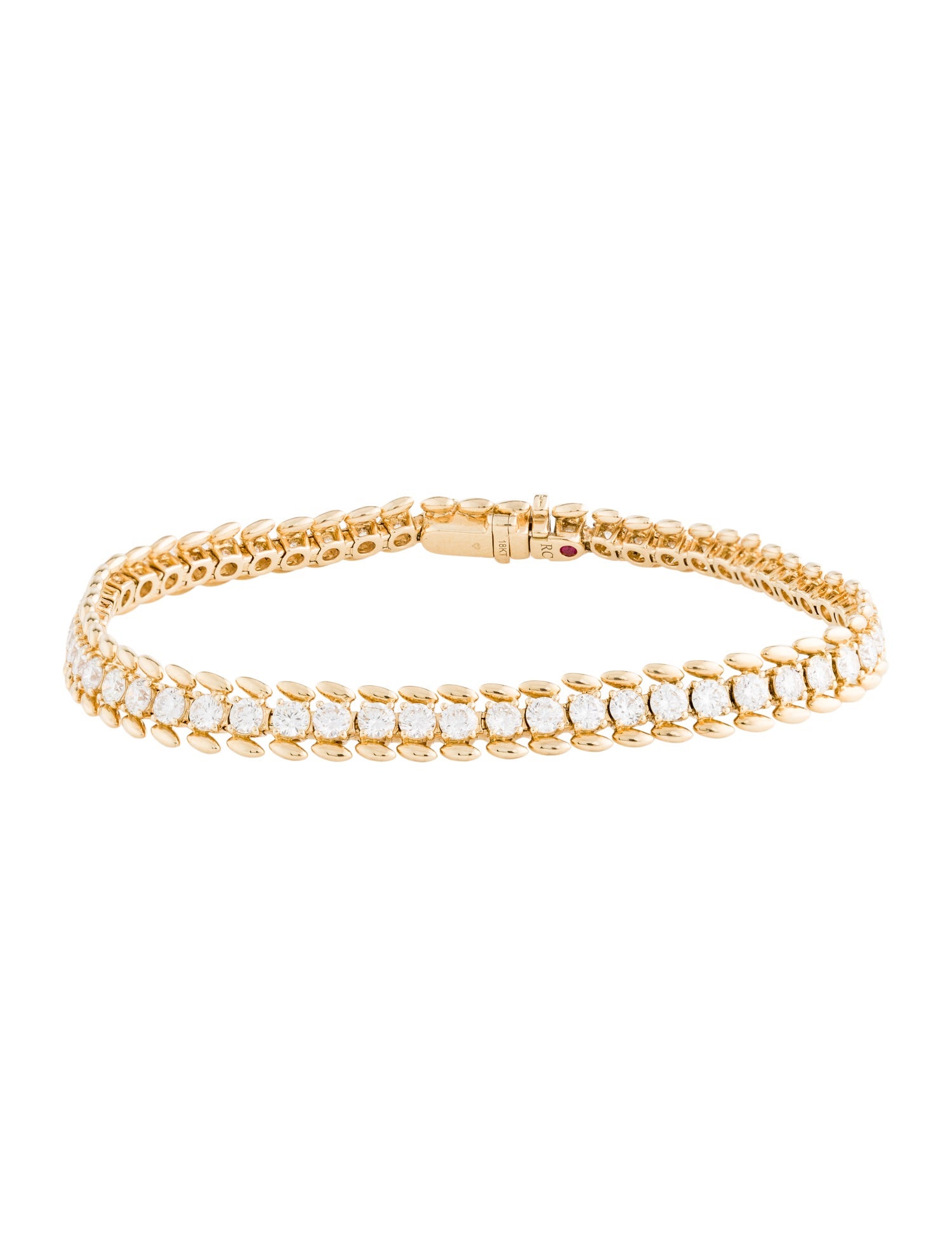 Roberto Coin 18K Diamond Ribbed Tennis Bracelet