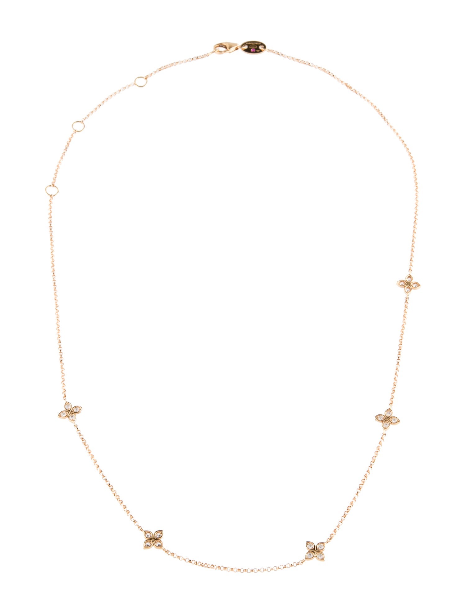 Roberto Coin 18K Diamond Love In Verona Flower Five Station Necklace