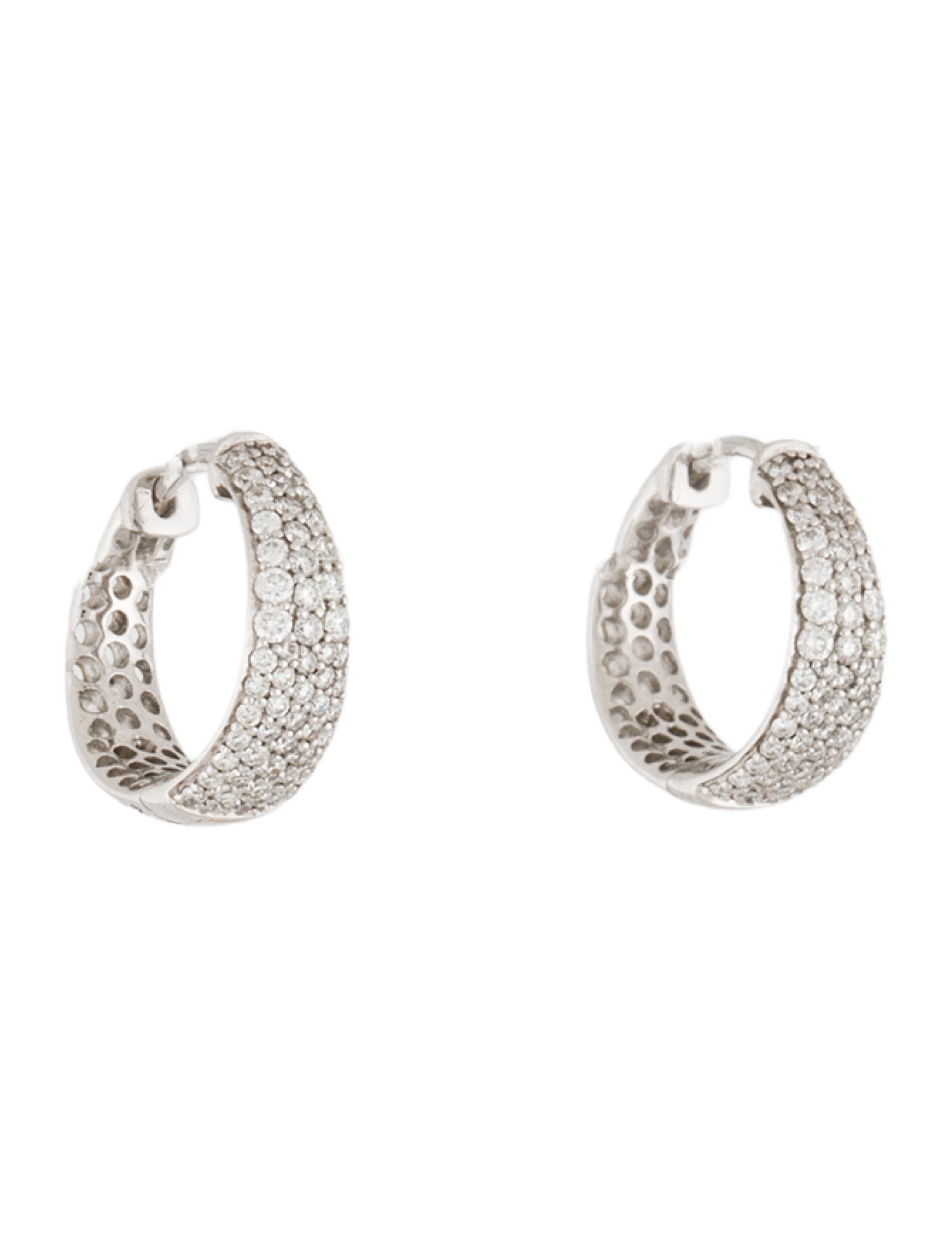 Roberto Coin 18K Diamond Scalare Small Tapered Hoop Earrings