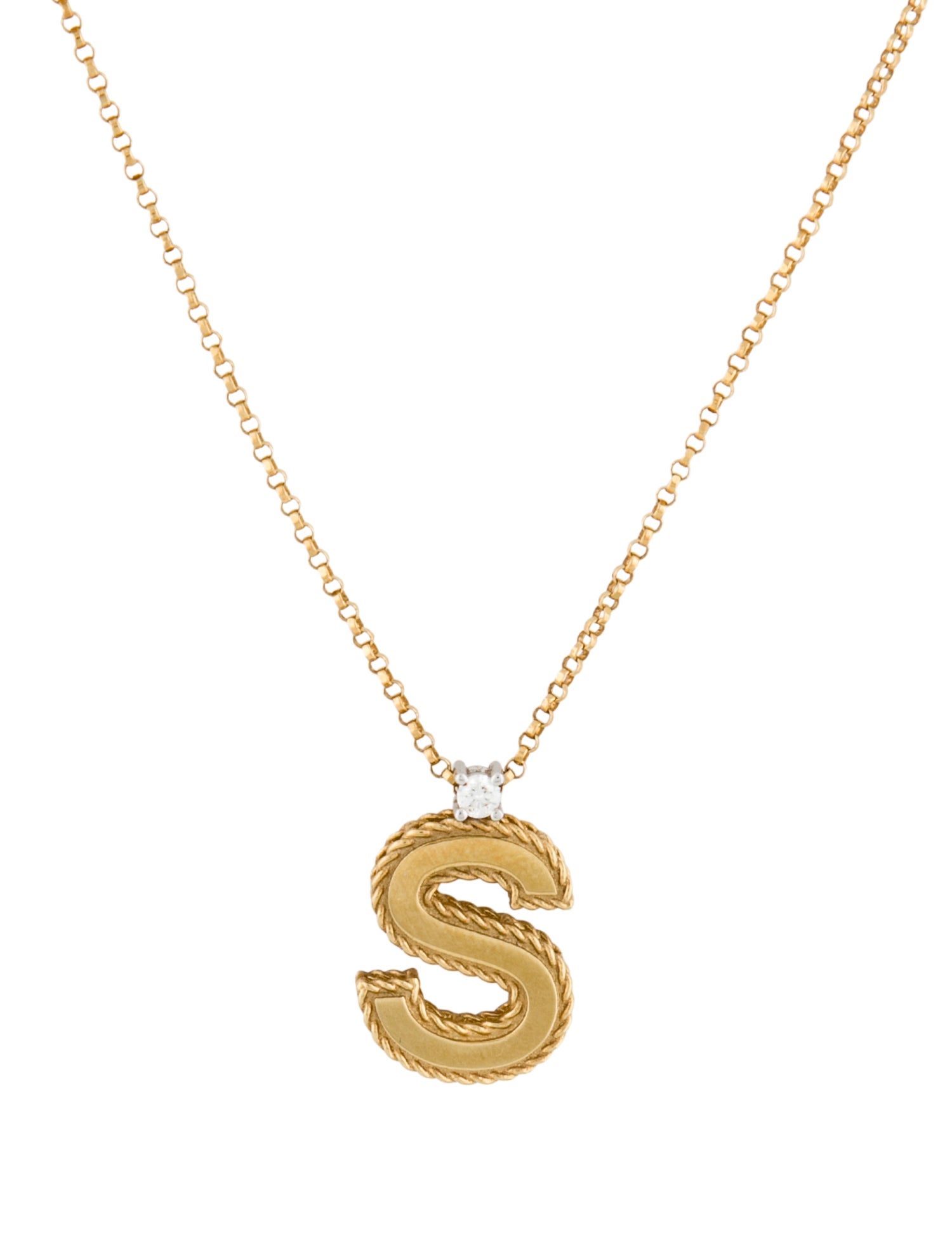 Roberto Coin 18K Diamond Princess 'S' Initial Pendant Necklace