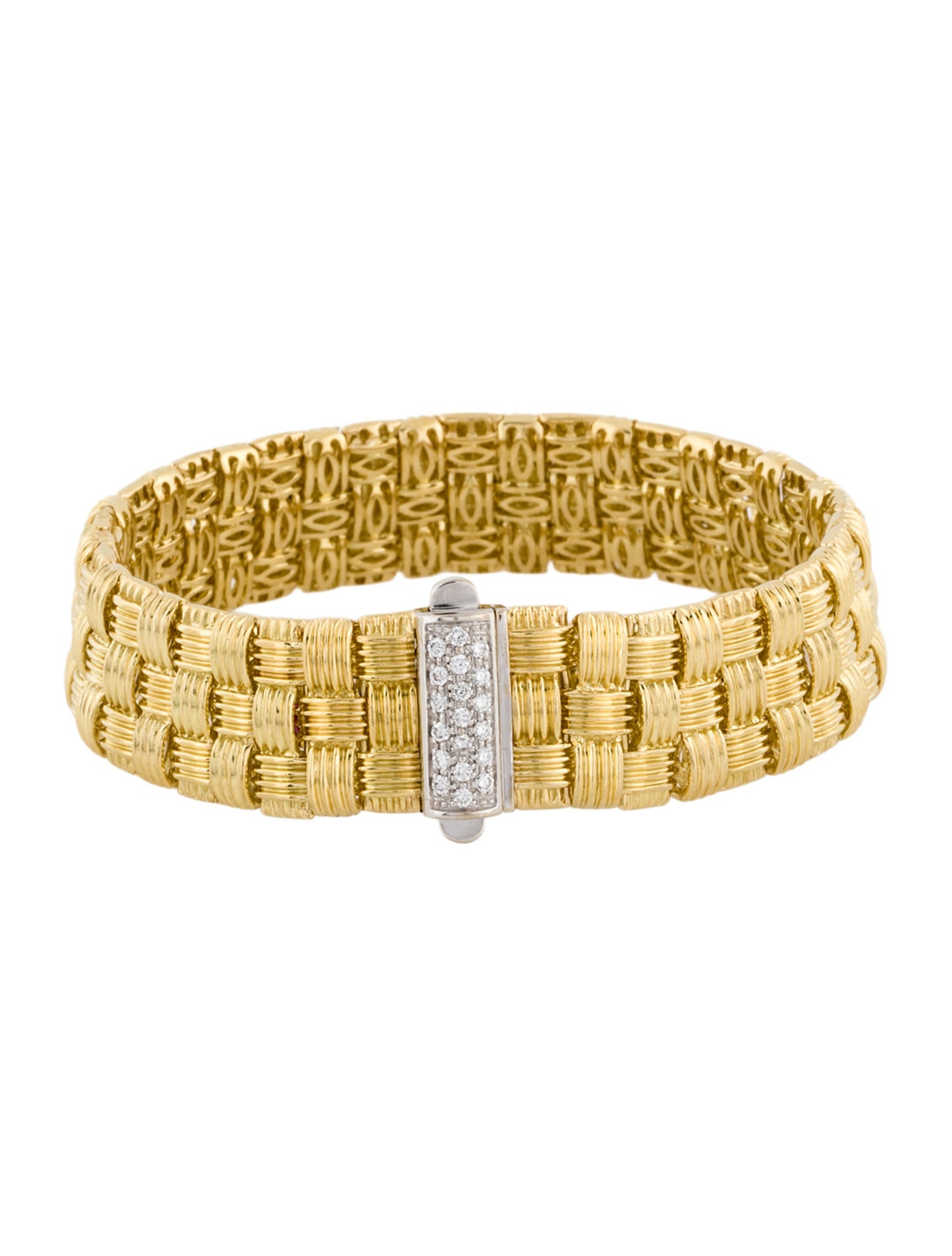 Roberto Coin 18K Diamond Appassionata Three Row Woven Link Bracelet