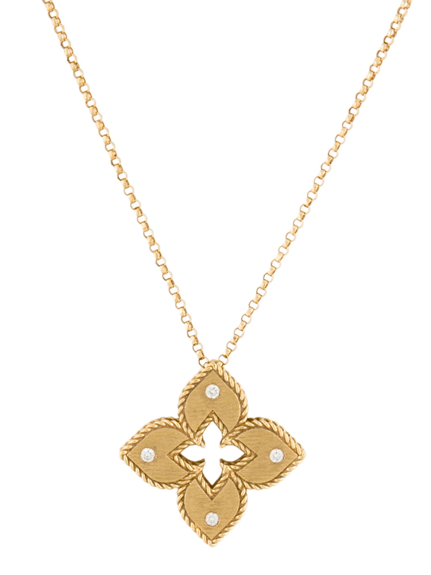 Roberto Coin 18K Diamond Petite Venetian Princess Flower Pendant Necklace