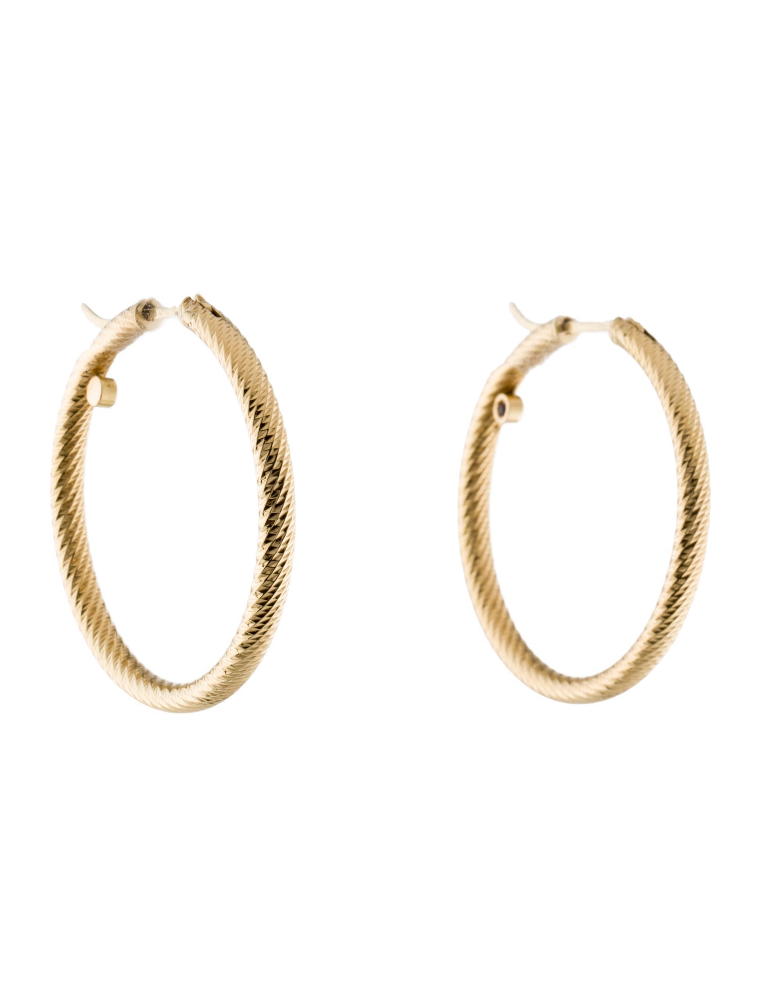 Roberto Coin 18K Textured Twist Hoop Earrings