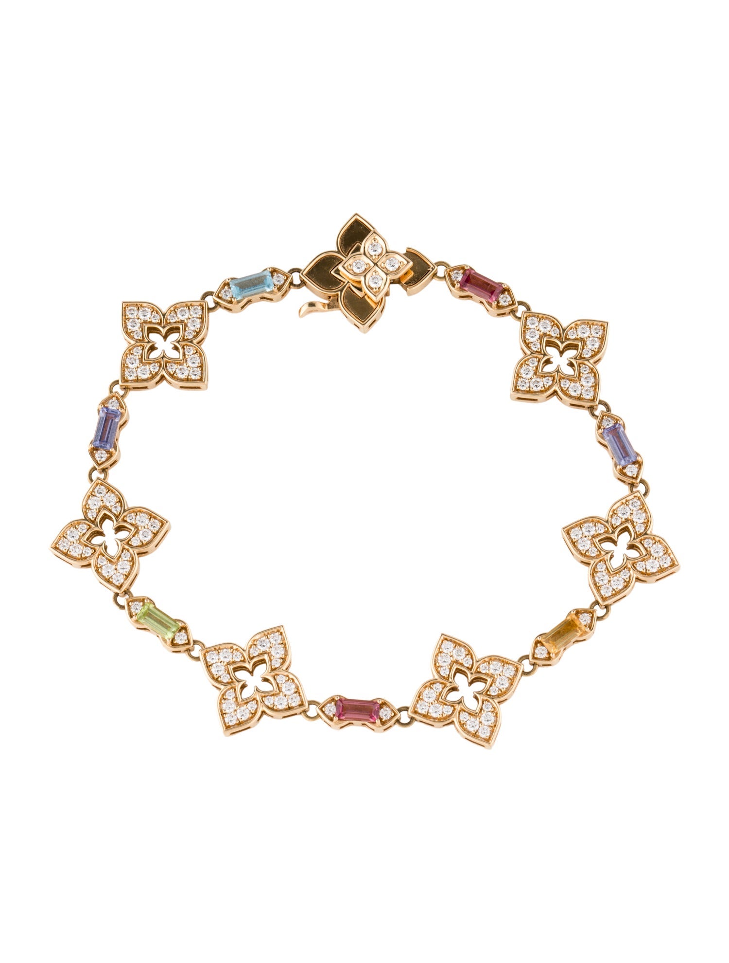 Roberto Coin 18K Diamond & Multistone Venetian Princess Carnivale Flower Bracelet