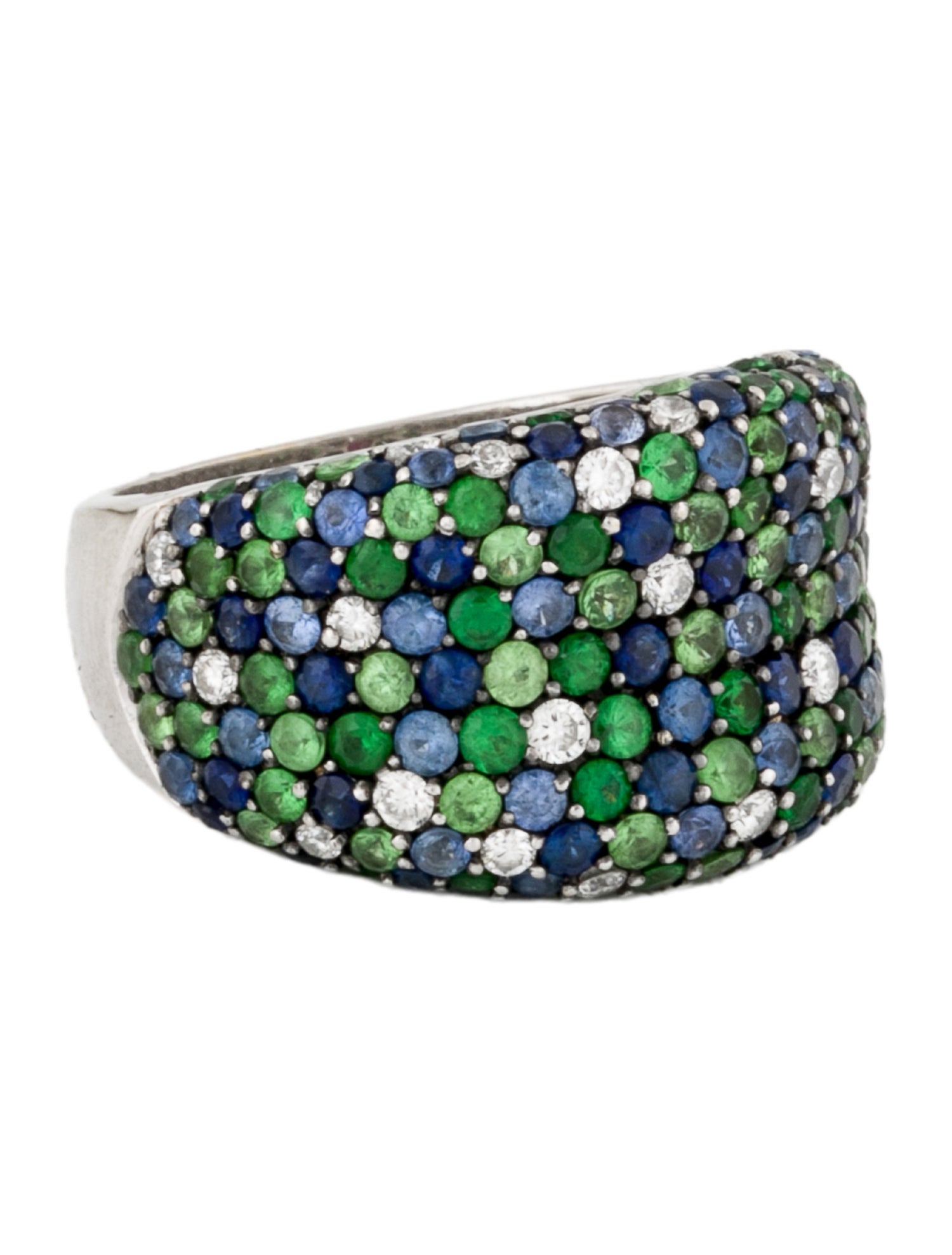 Roberto Coin 18K Diamond, Sapphire & Tsavorite Garnet Fantasia Band