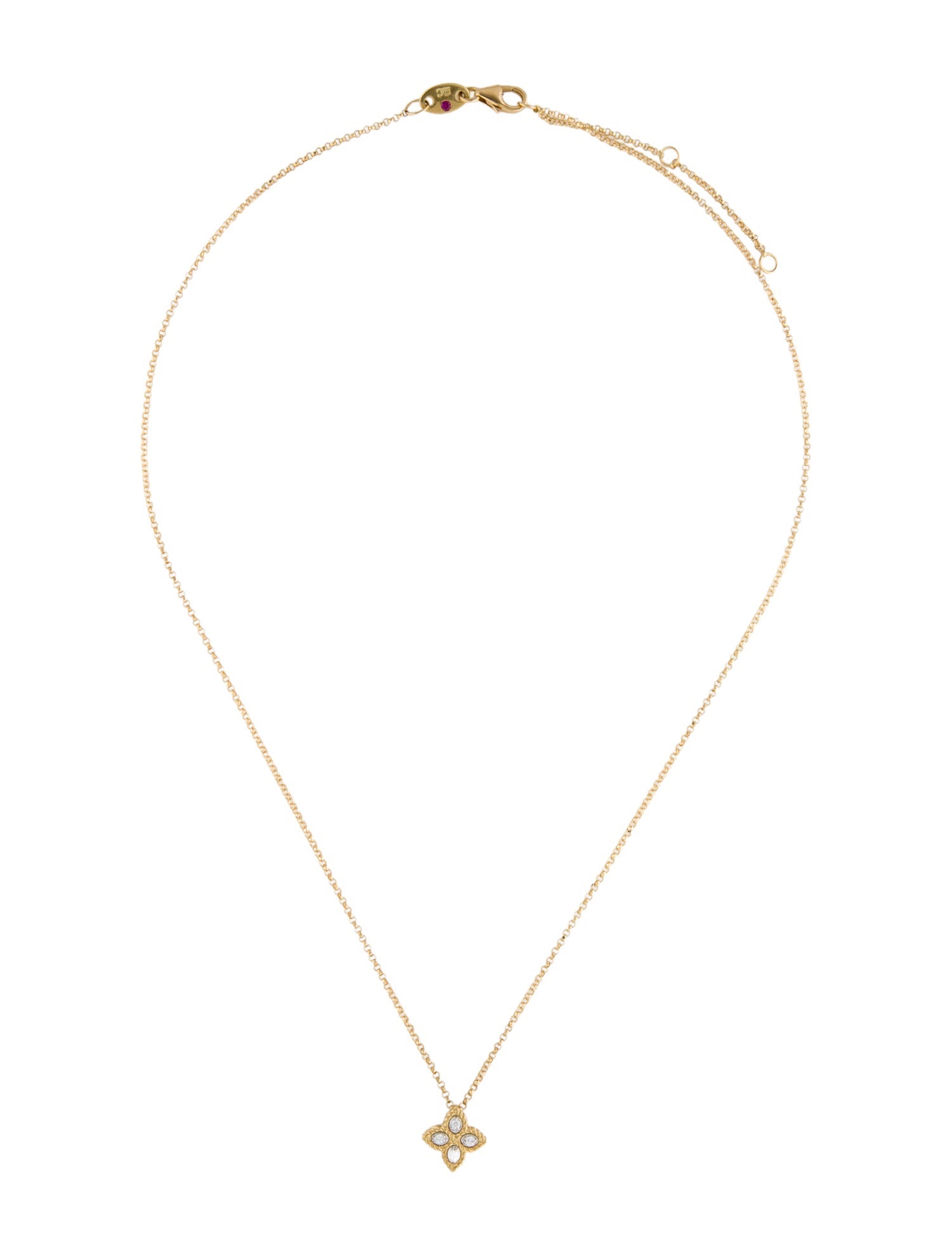 Roberto Coin 18K Diamond Small Princess Flower Pendant Necklace