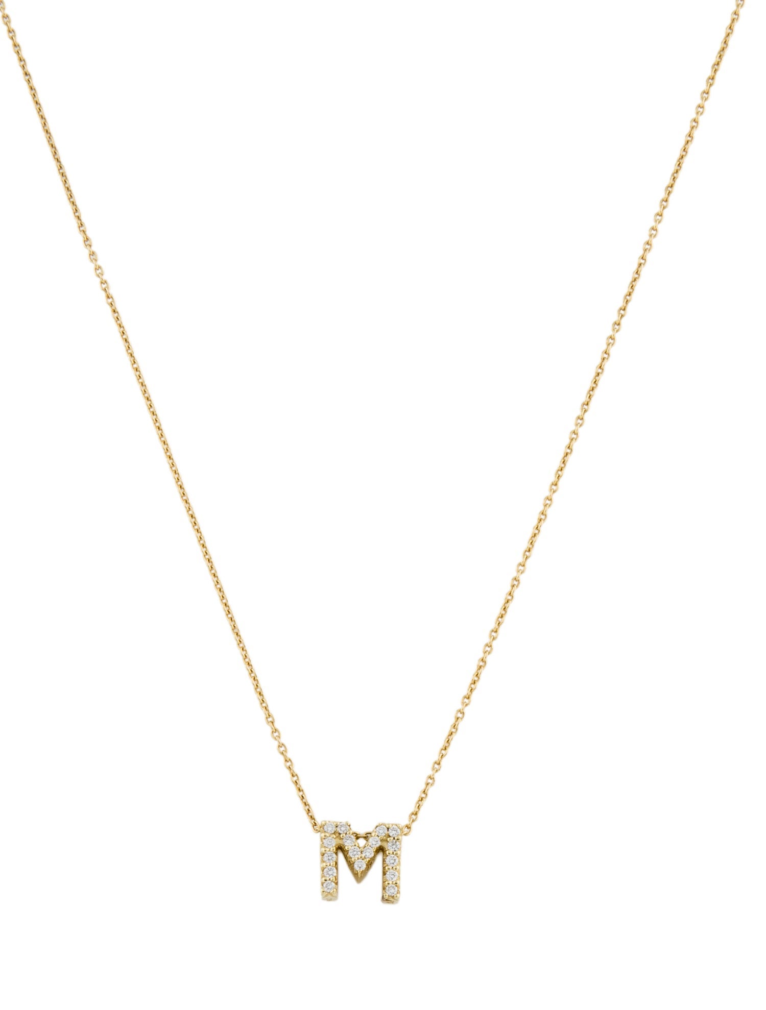 Roberto Coin 18K Diamond Love Letter Initial M Pendant Necklace