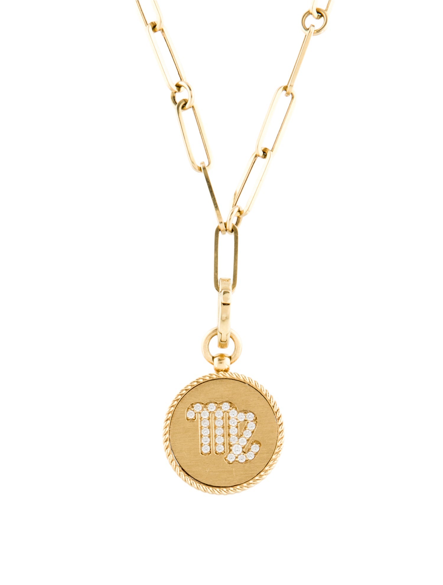 Roberto Coin 18K Diamond Venetian Princess Virgo Zodiac Medallion Pendant Necklace