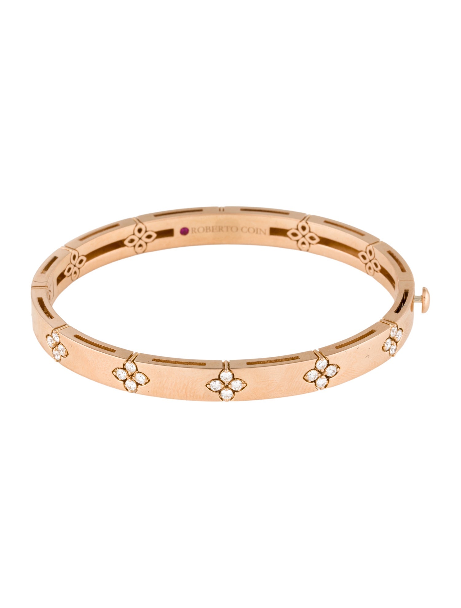 Roberto Coin 18K Diamond Love in Verona Flower Wide Bangle Bracelet