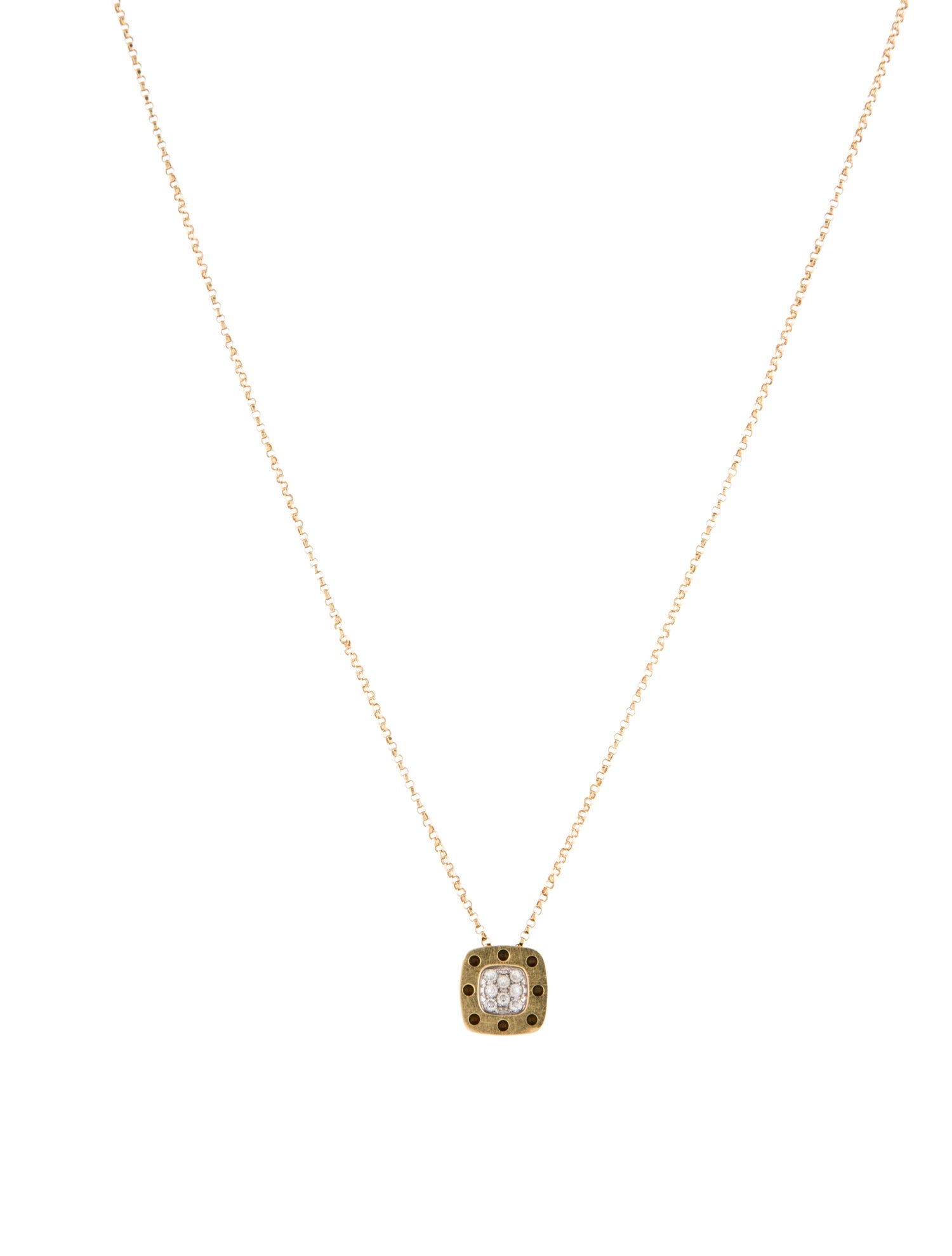 Roberto Coin 18K Diamond Pois Moi Square Pendant Necklace