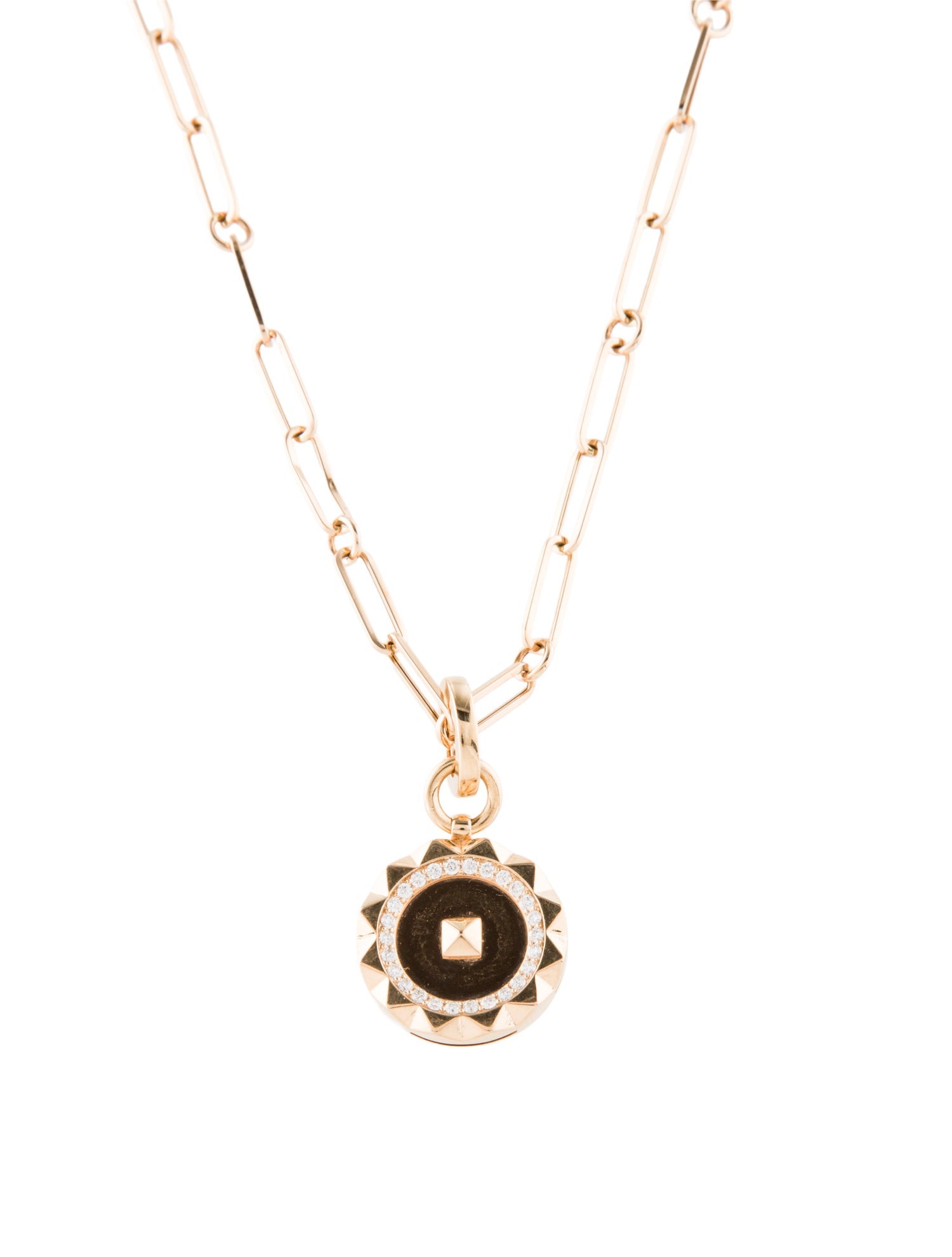 Roberto Coin 18K Diamond Obelisco Medallion Pendant Necklace
