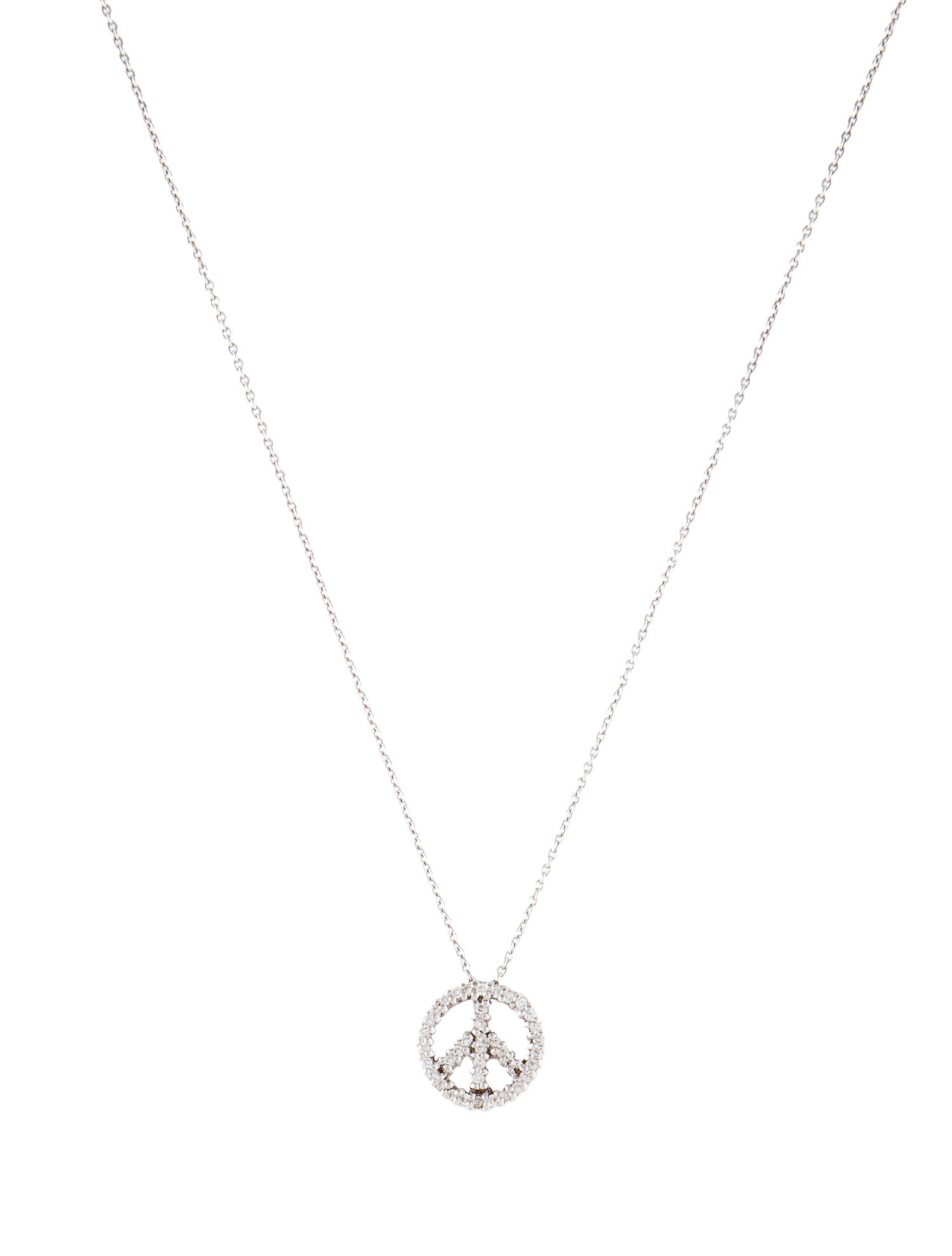 Roberto Coin 18K Diamond Peace Sign Pendant Necklace