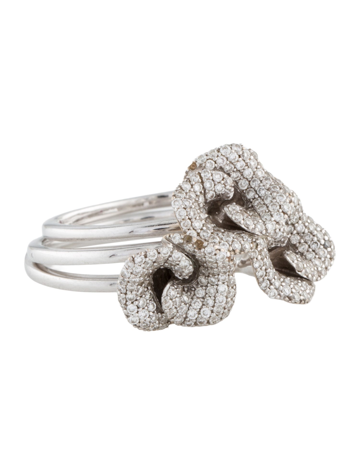 Roberto Coin 18K Diamond Pavè Flower Rings Set