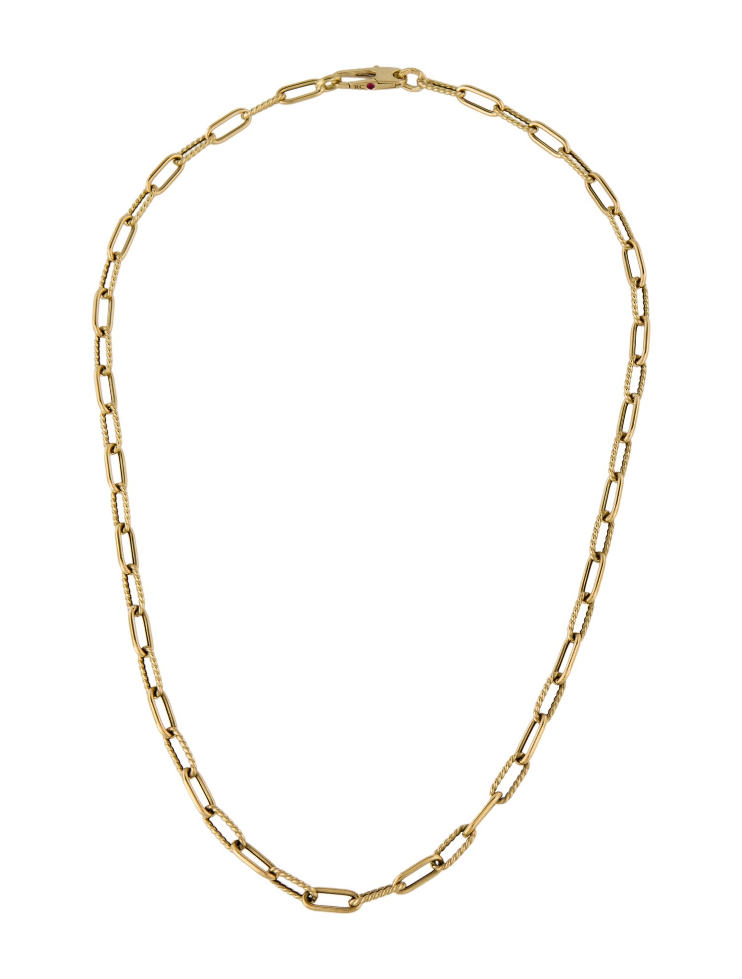 Roberto Coin 18K Alternating Polished And Fluted Paperclip Link Chain Necklace