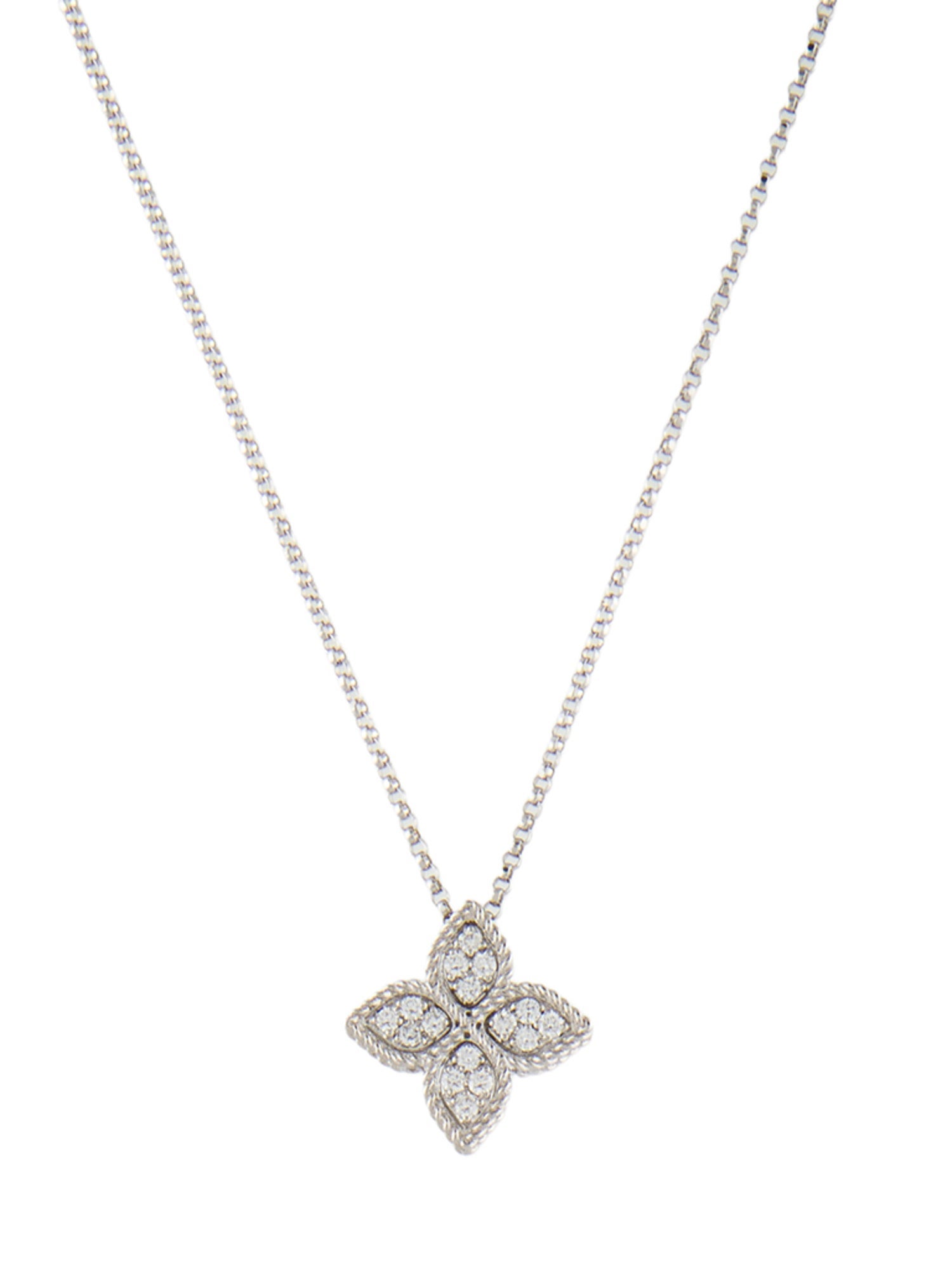 Roberto Coin 18K Diamond Princess Flower Pendant Necklace