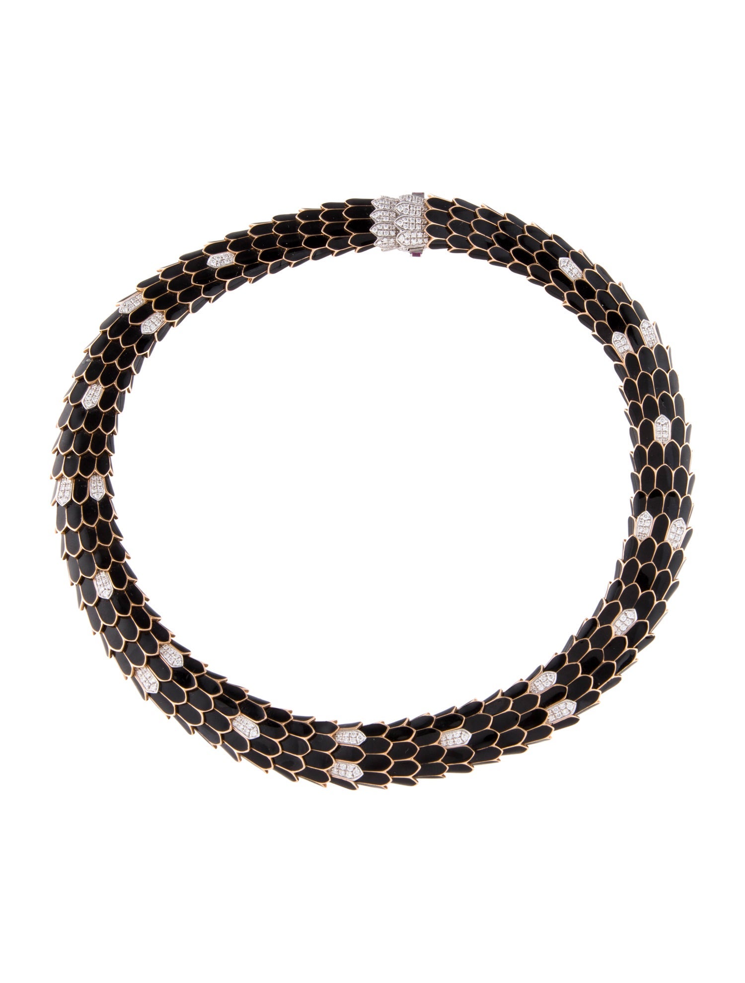 Roberto Coin 18K Enamel, Ruby & Diamond Cobra Collar Necklace
