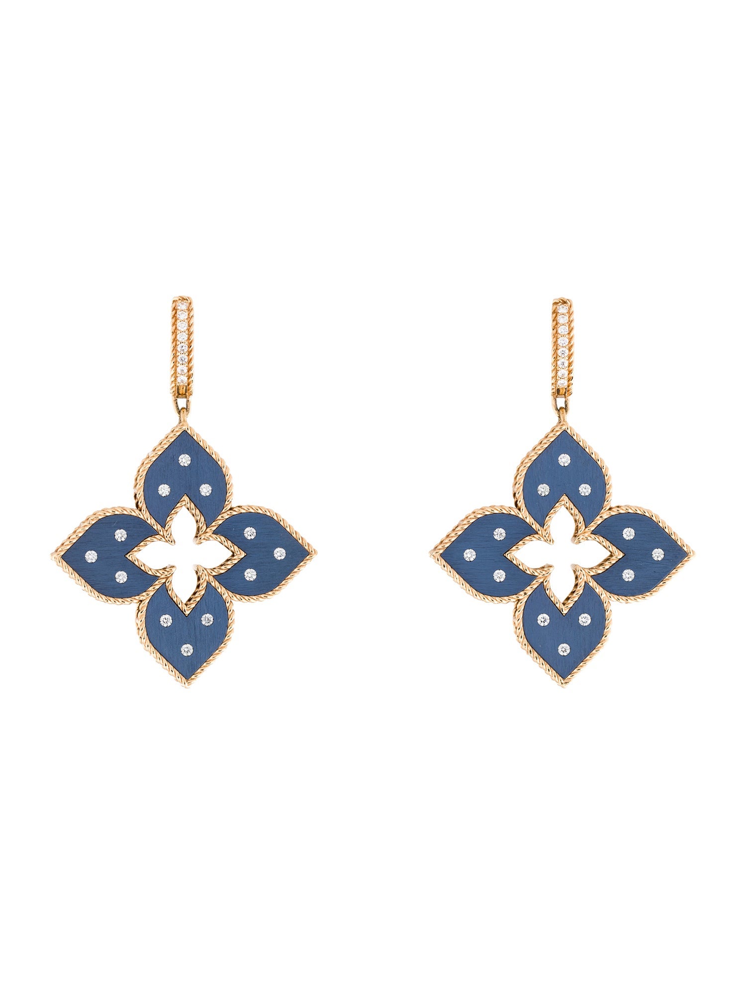 Roberto Coin 18K Diamond Venetian Princess Titanium Flower Drop Earrings