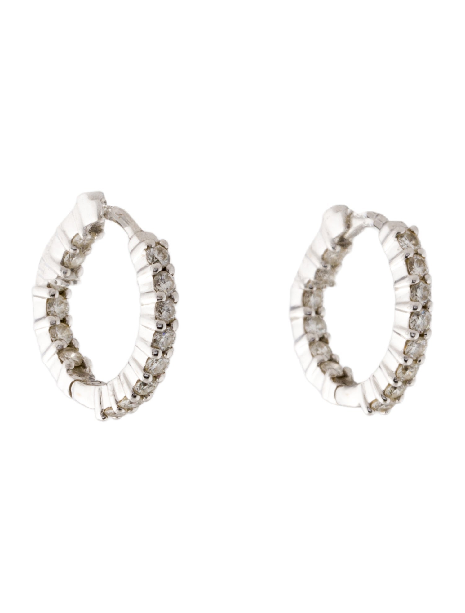 Roberto Coin 18K Diamond Perfect Inside Outside Petite Hoop Earrings